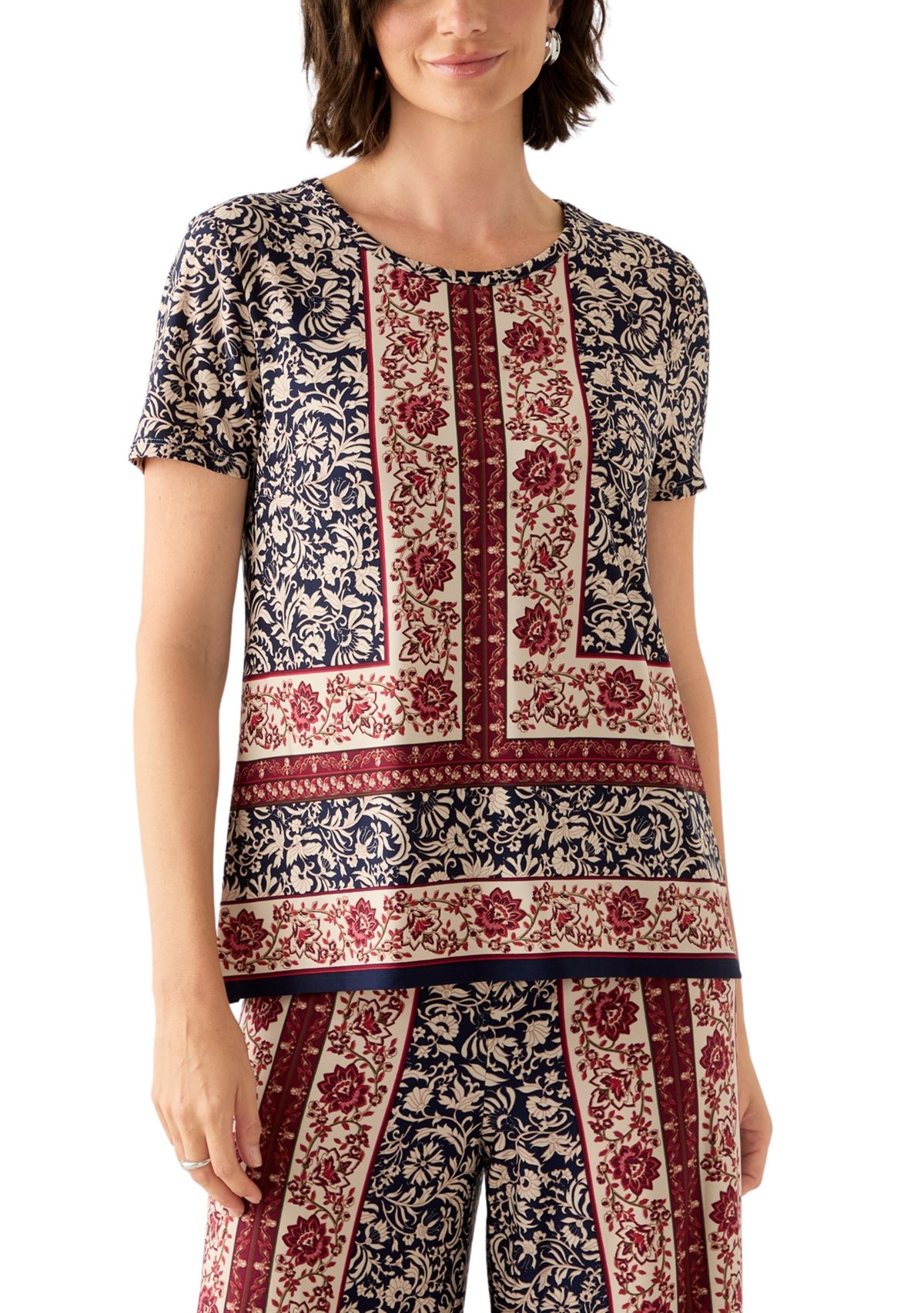 Womens Floral Border Top