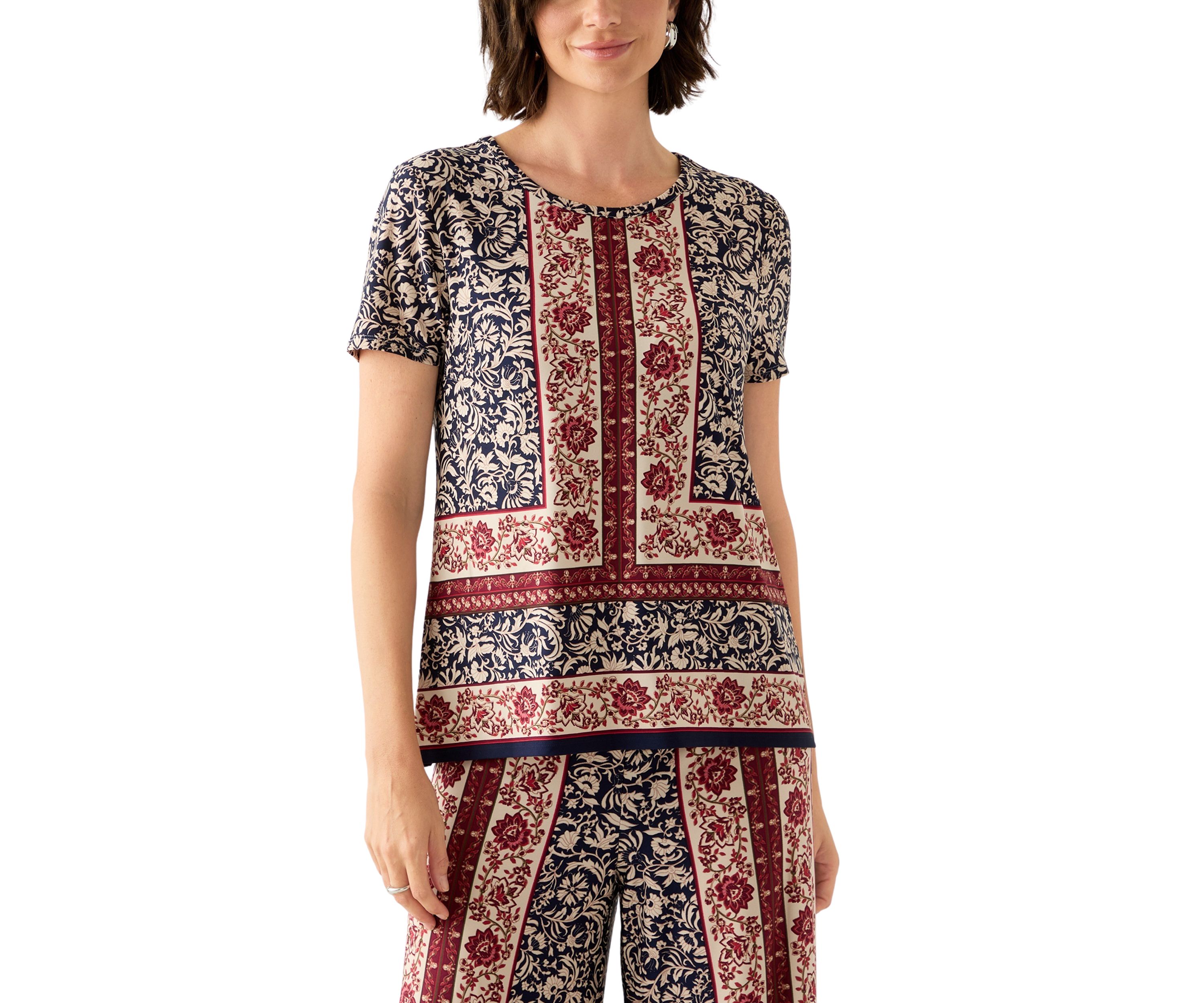 Womens Floral Border Top