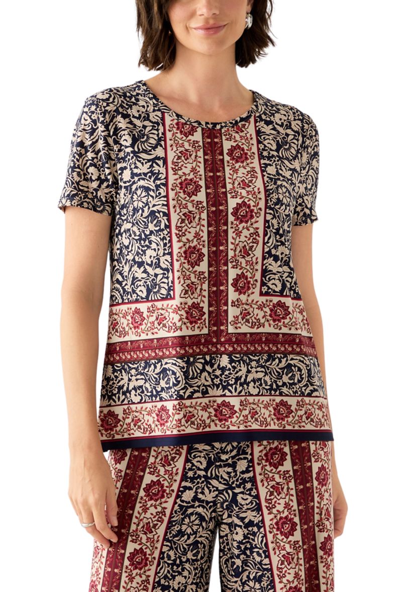 Womens Floral Border Top