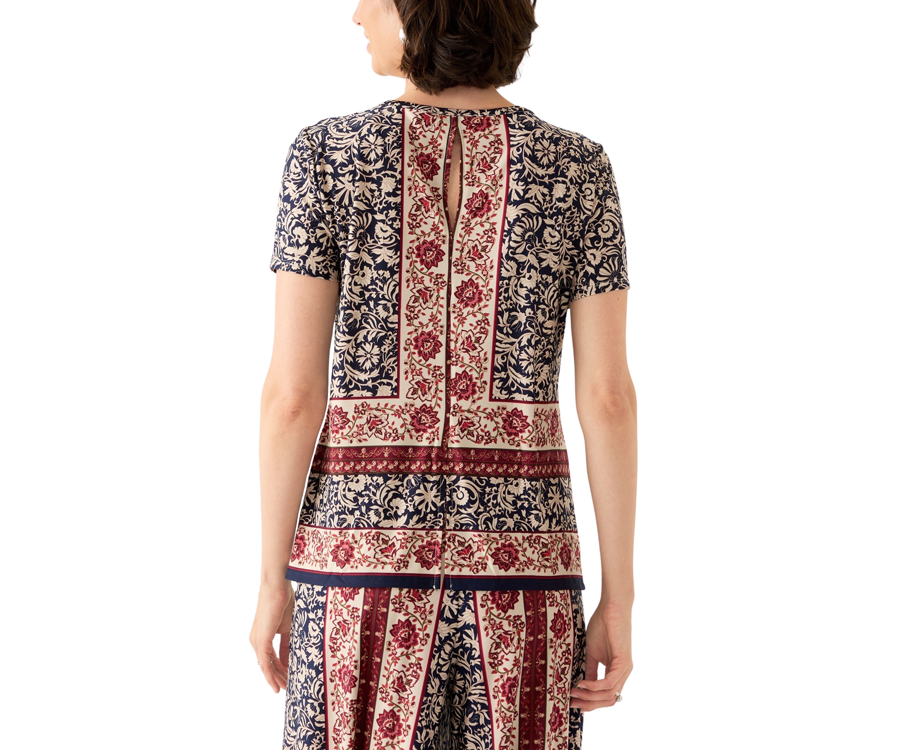 Womens Floral Border Top