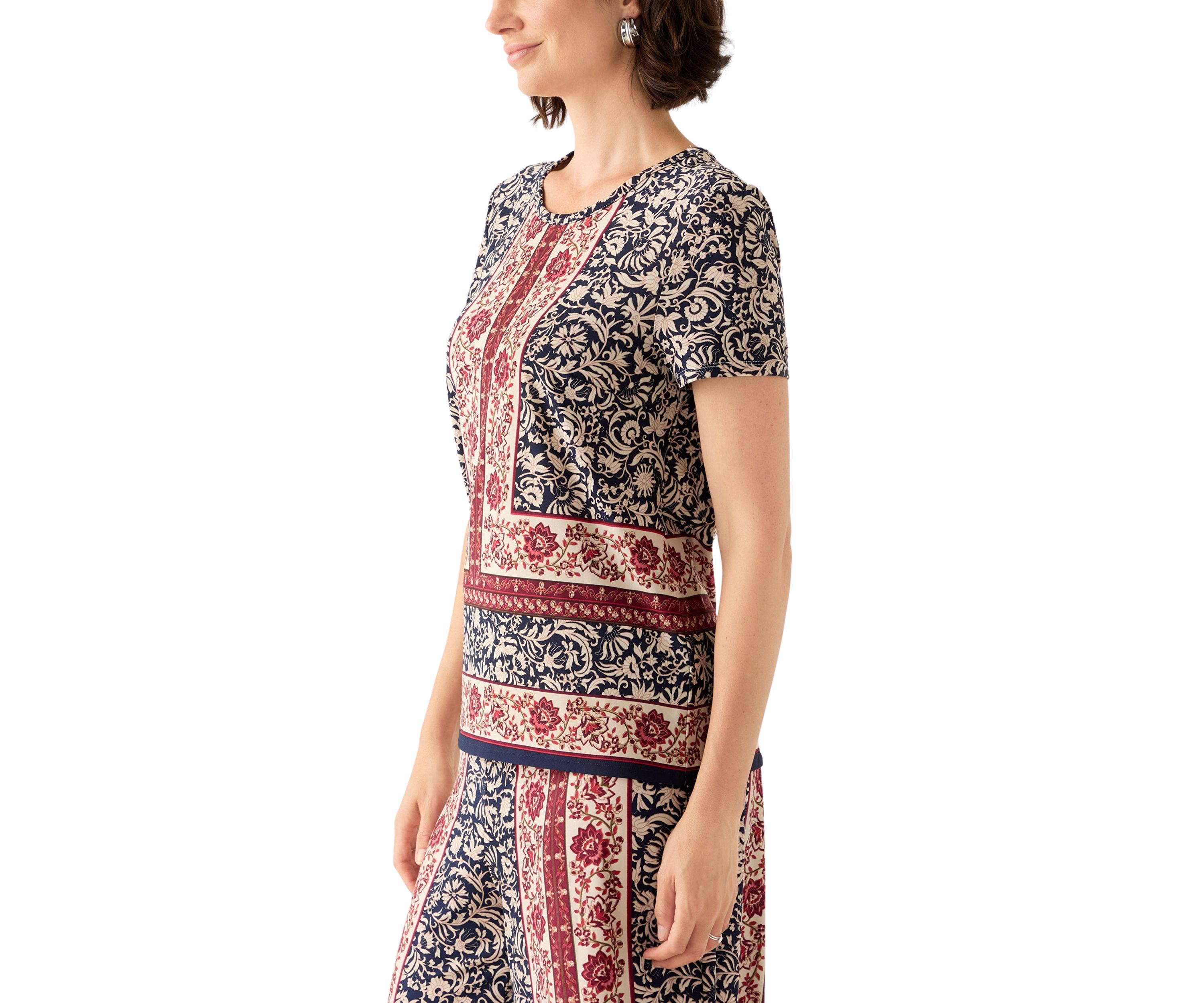Womens Floral Border Top