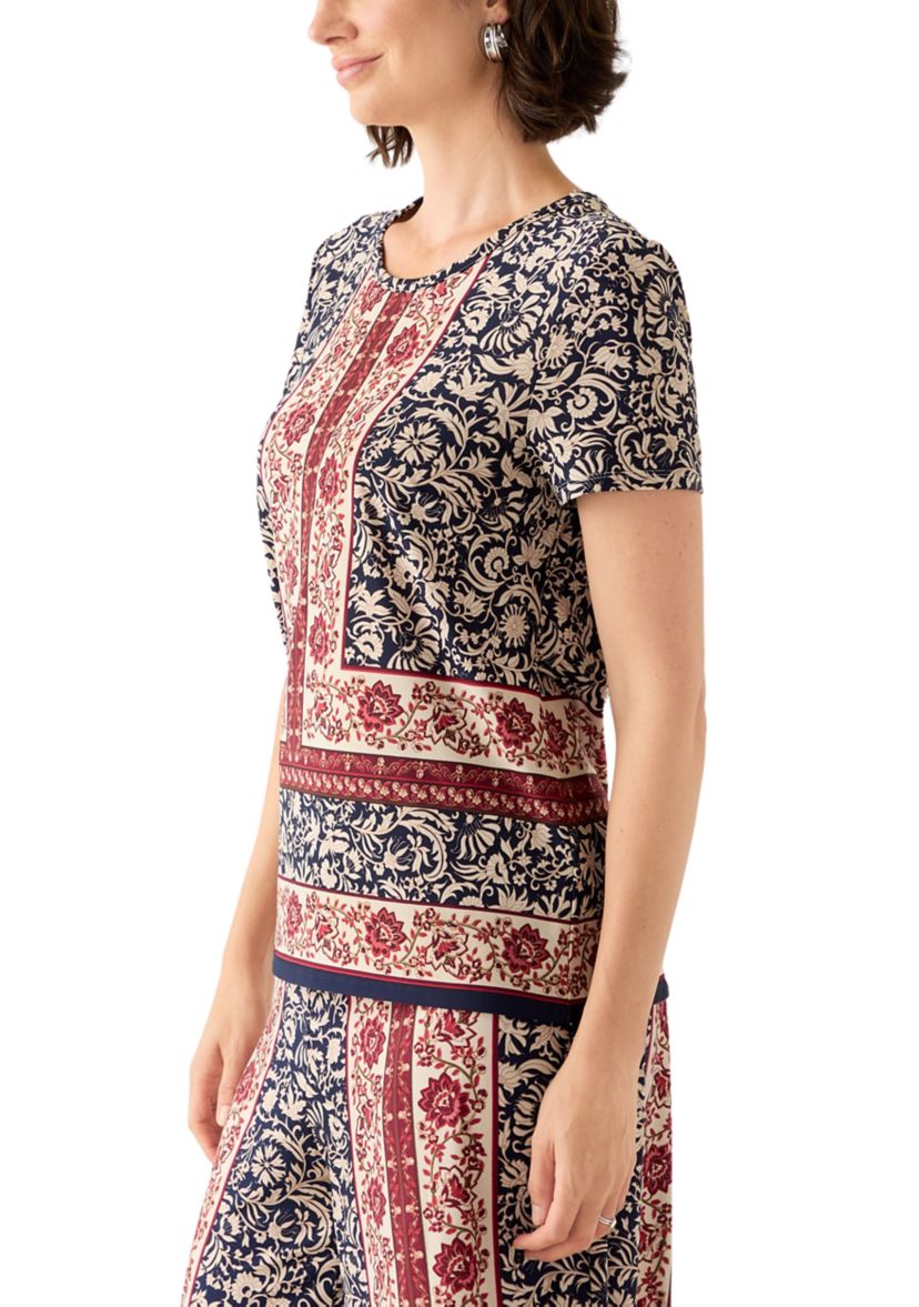 Womens Floral Border Top