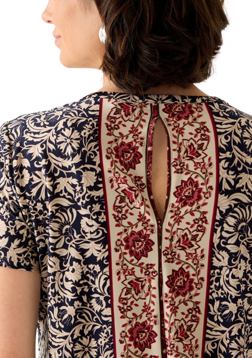 Womens Floral Border Top