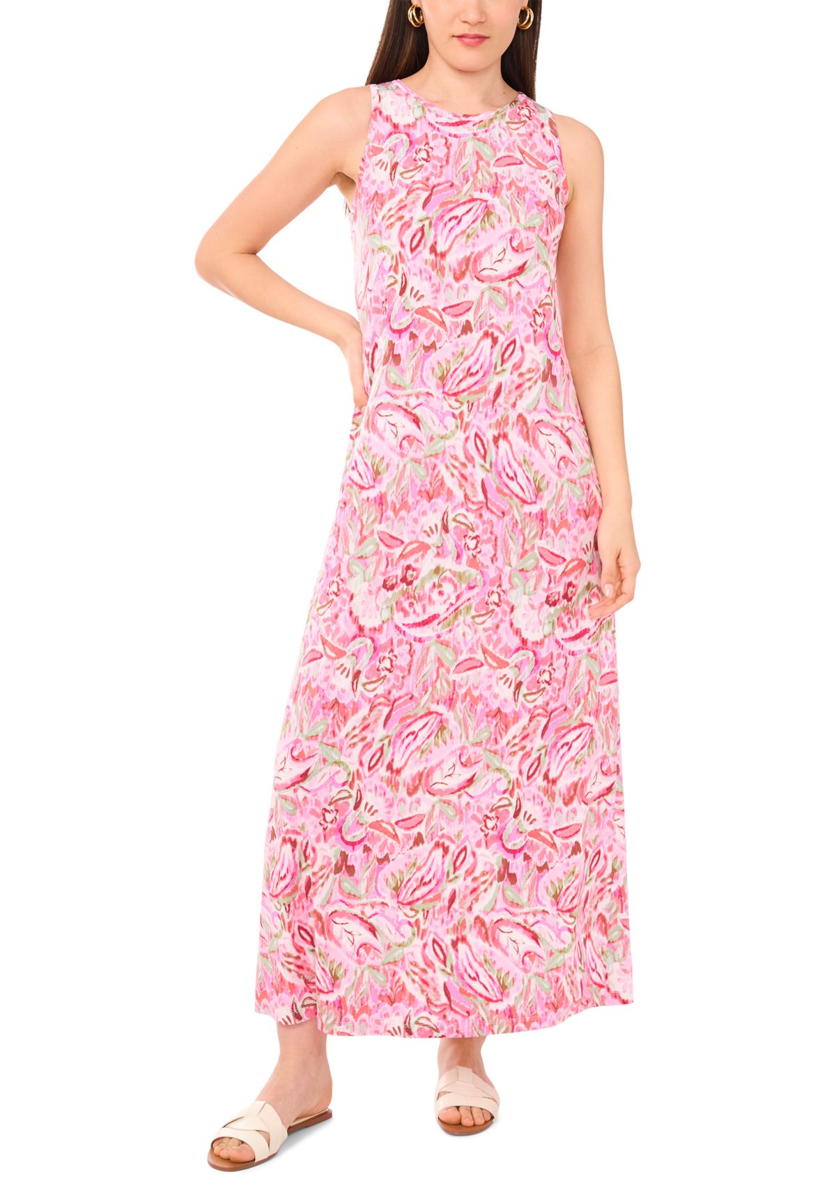Womens Sleeveless Floral Printed Dress