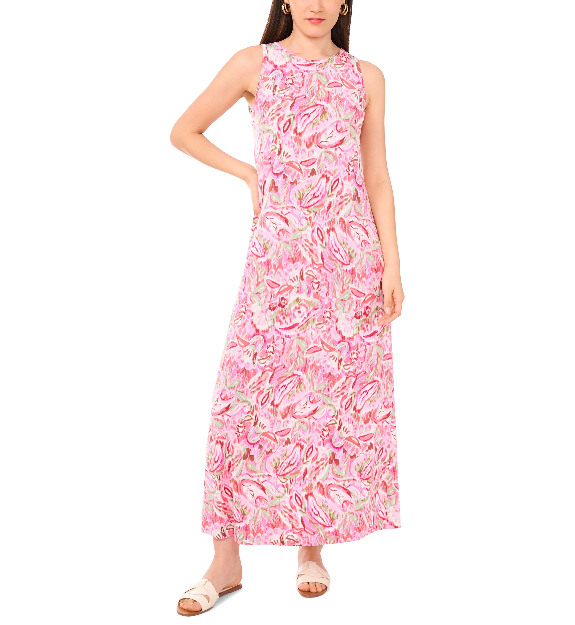 Womens Sleeveless Floral Printed Dress