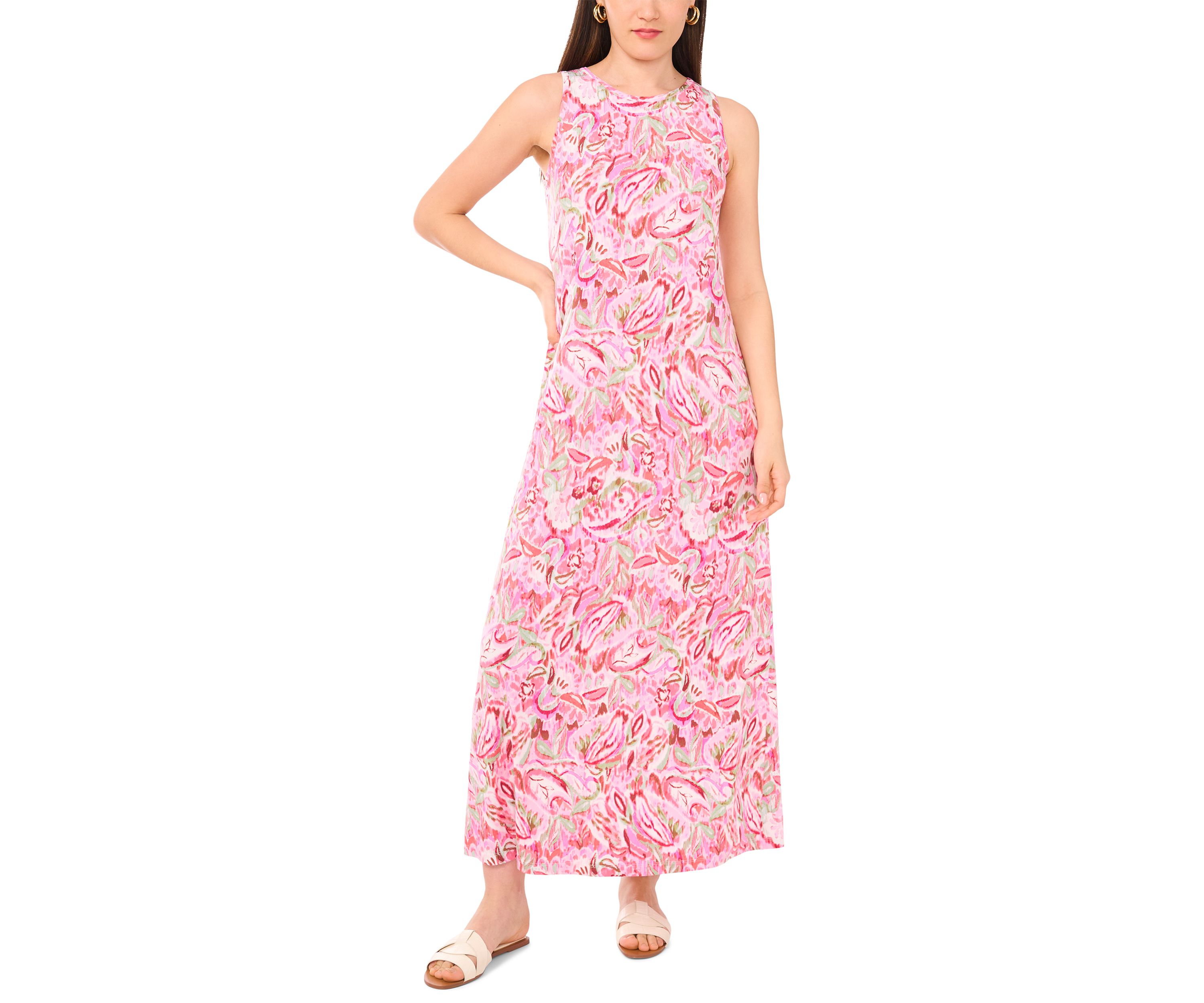 Womens Sleeveless Floral Printed Dress