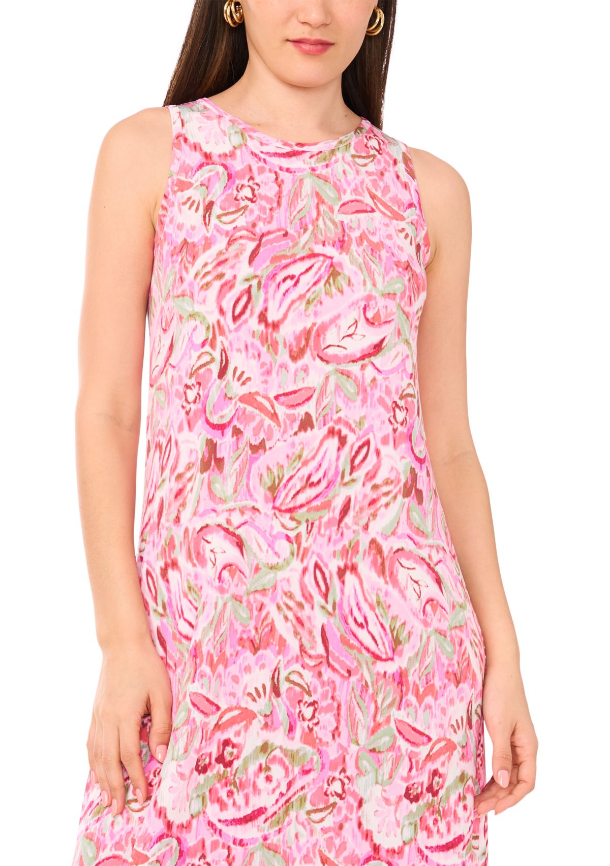 Womens Sleeveless Floral Printed Dress