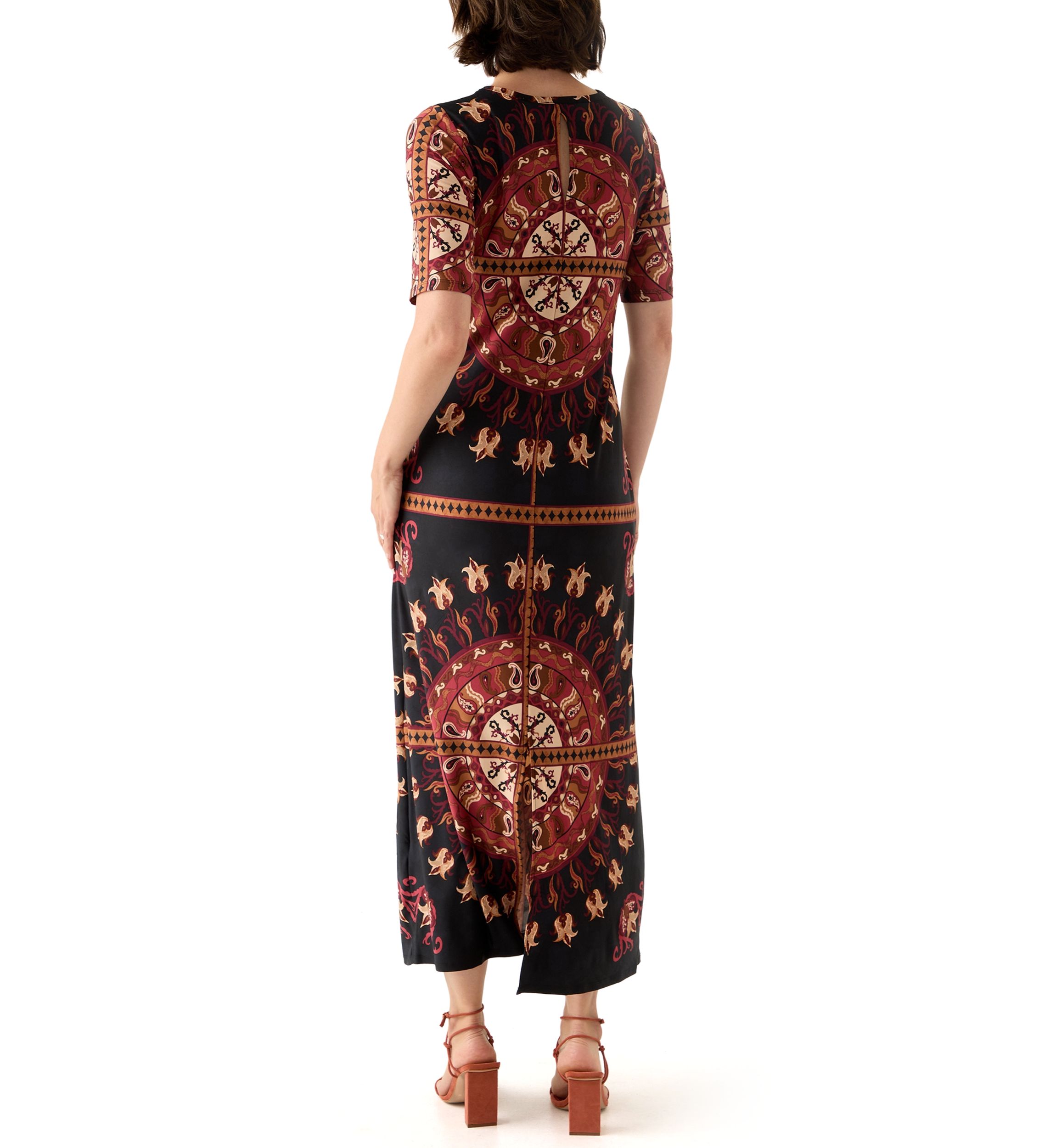 Womens Short Sleeve Medallion Maxi Dress