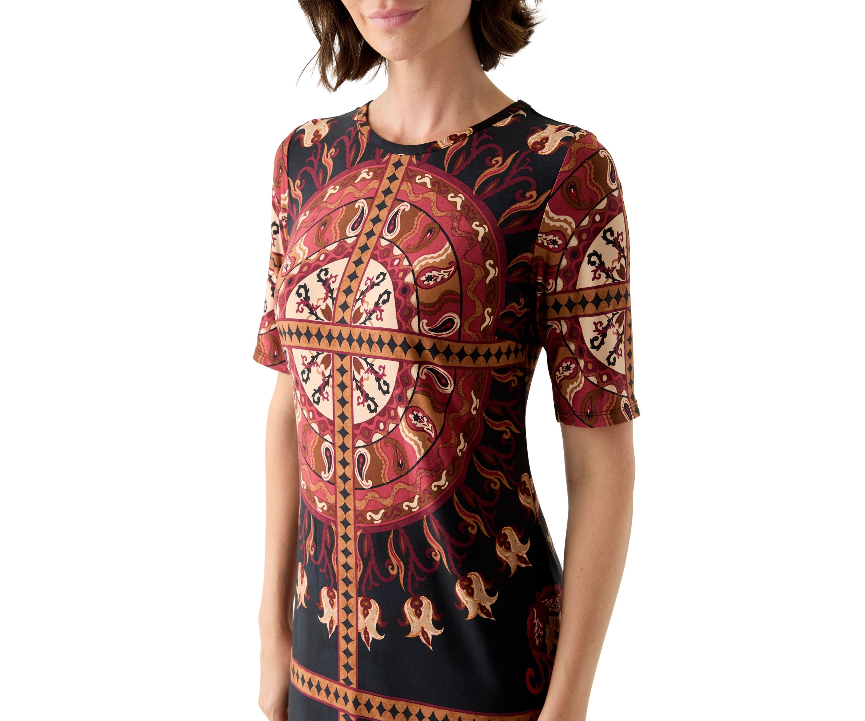 Womens Short Sleeve Medallion Maxi Dress