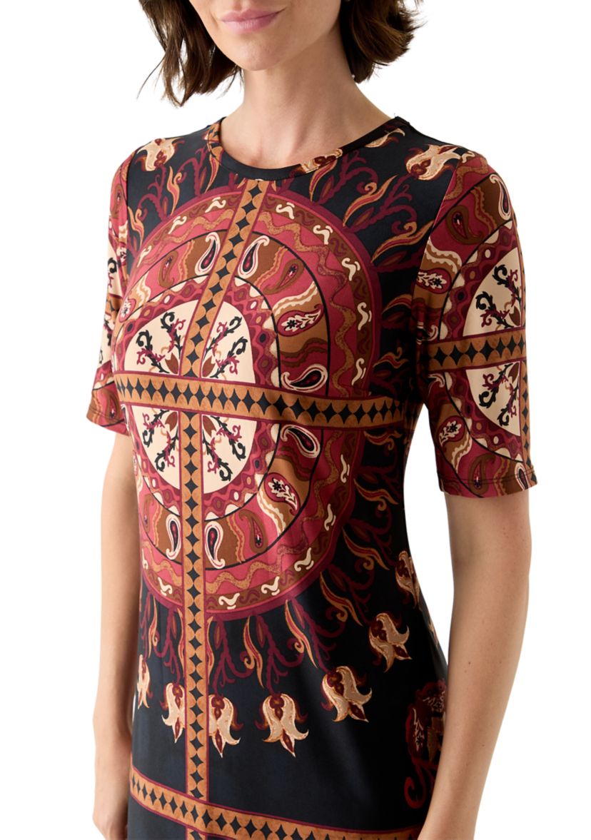 Womens Short Sleeve Medallion Maxi Dress