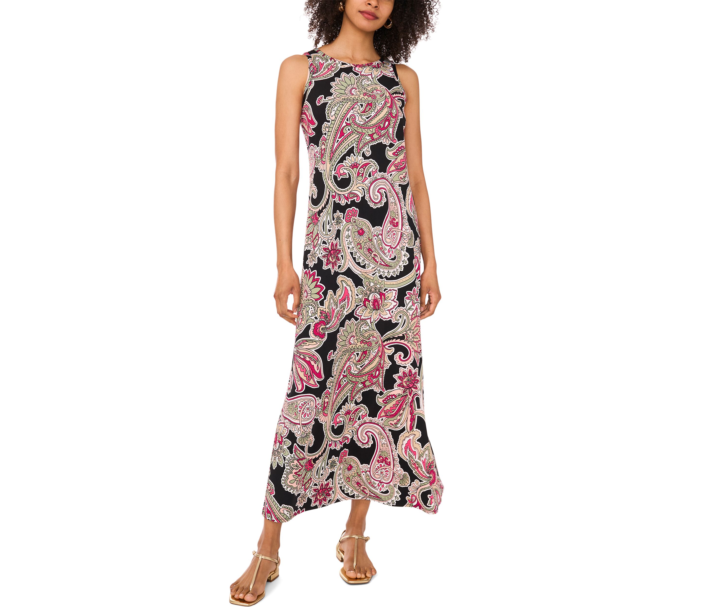 Womens Sleeveless Printed Maxi Dress