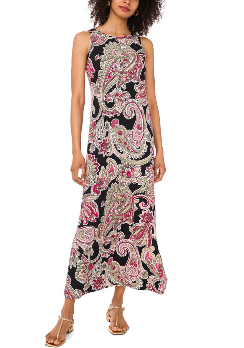 Womens Sleeveless Printed Maxi Dress