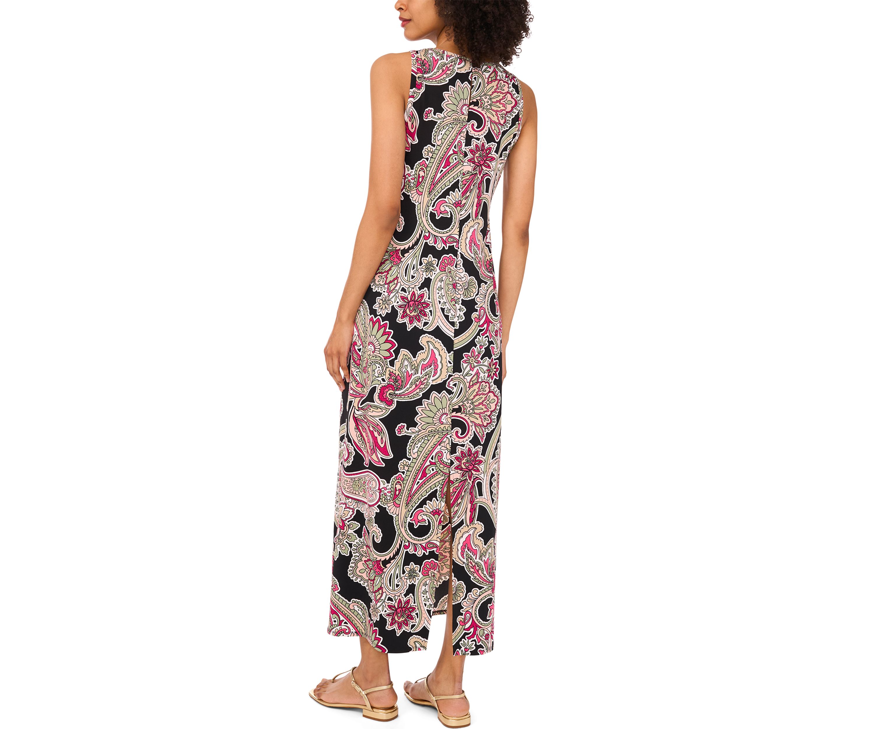 Womens Sleeveless Printed Maxi Dress