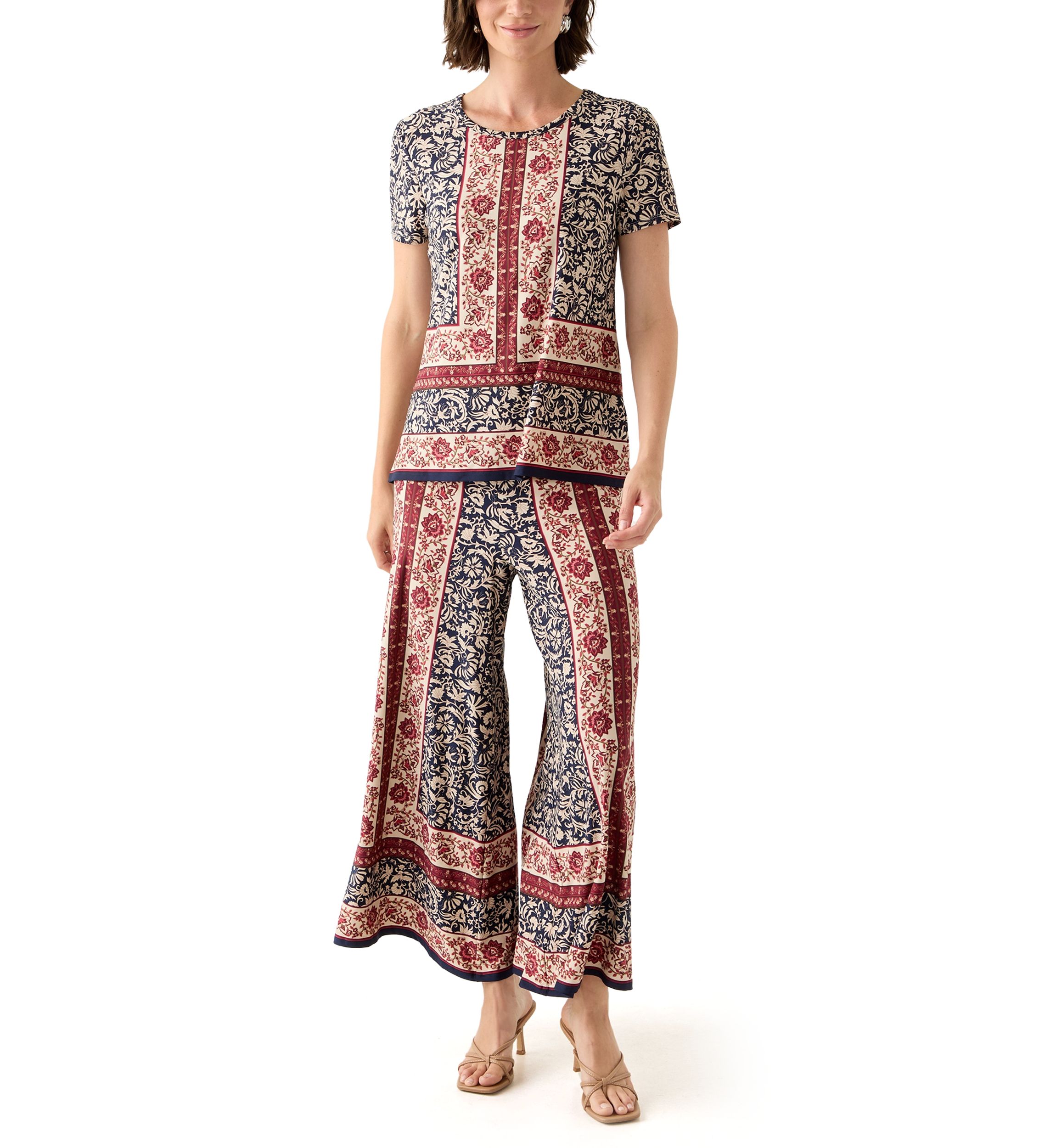 Womens Border Floral Pants