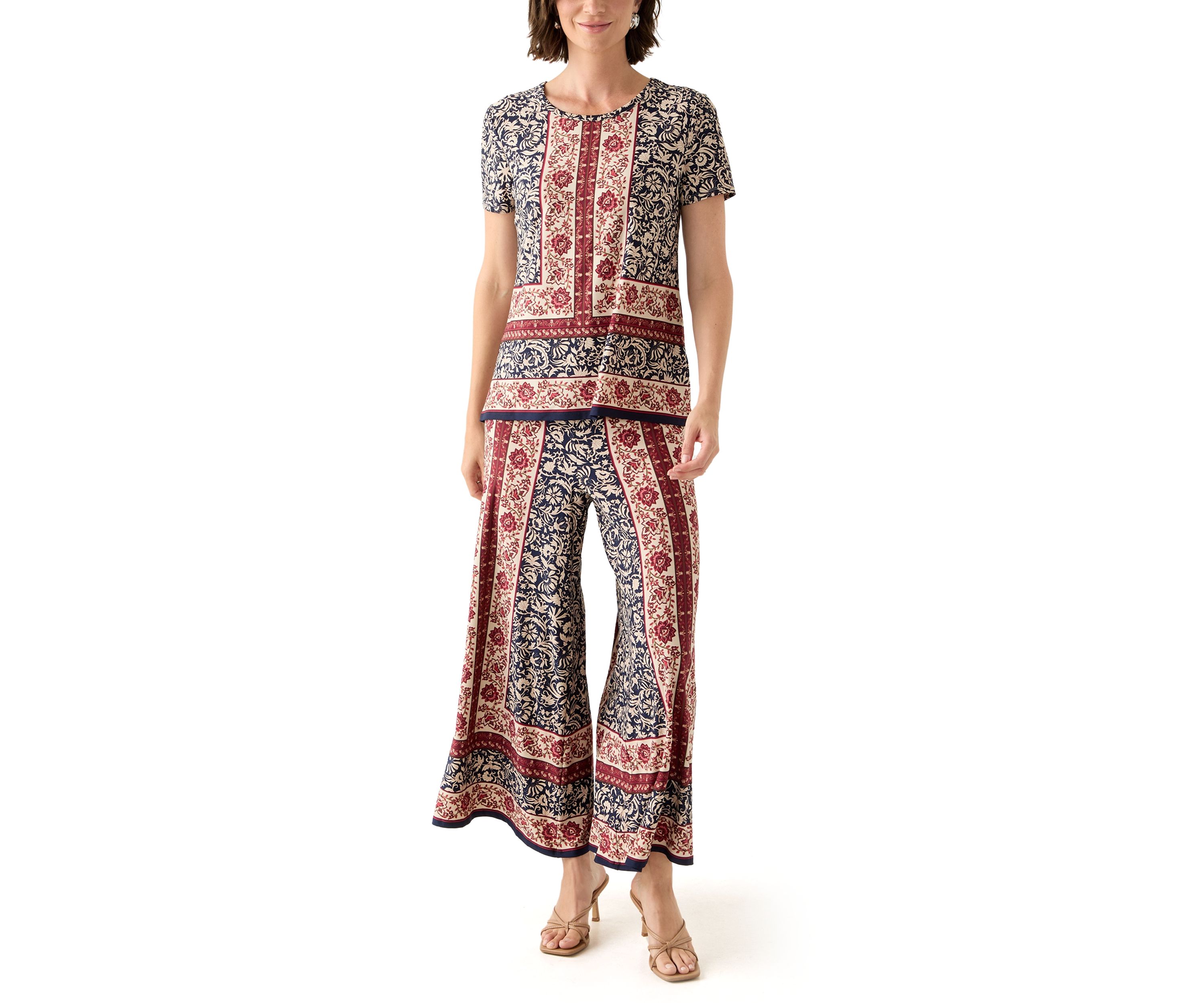 Womens Border Floral Pants