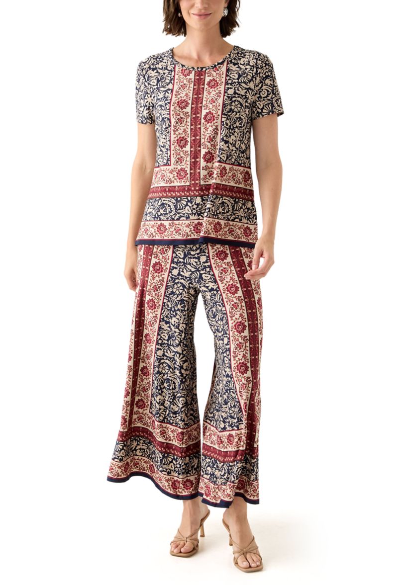 Womens Border Floral Pants