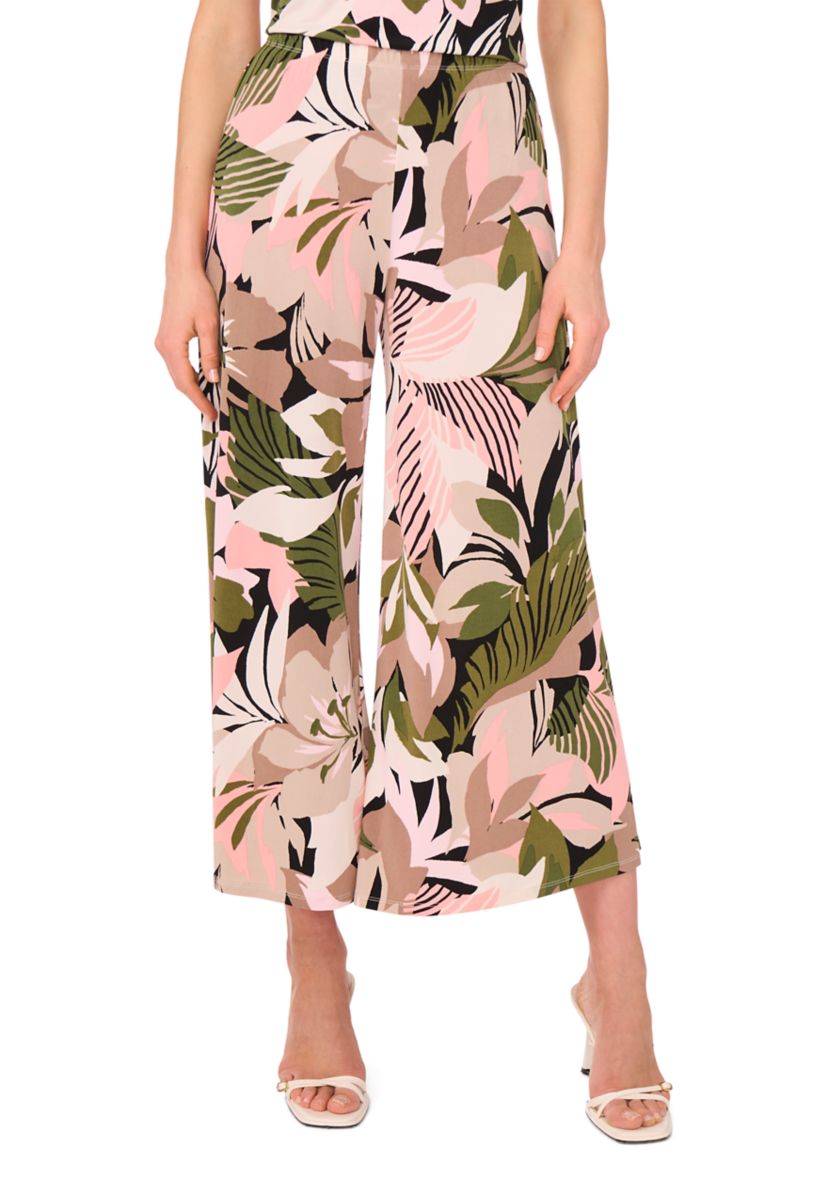 Womens Pull On Tropical Floral Pants