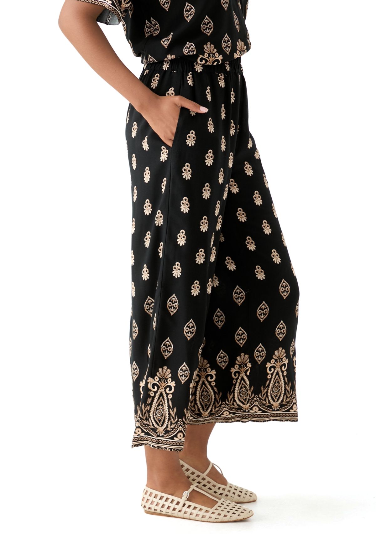 Womens Printed Pull On Pants