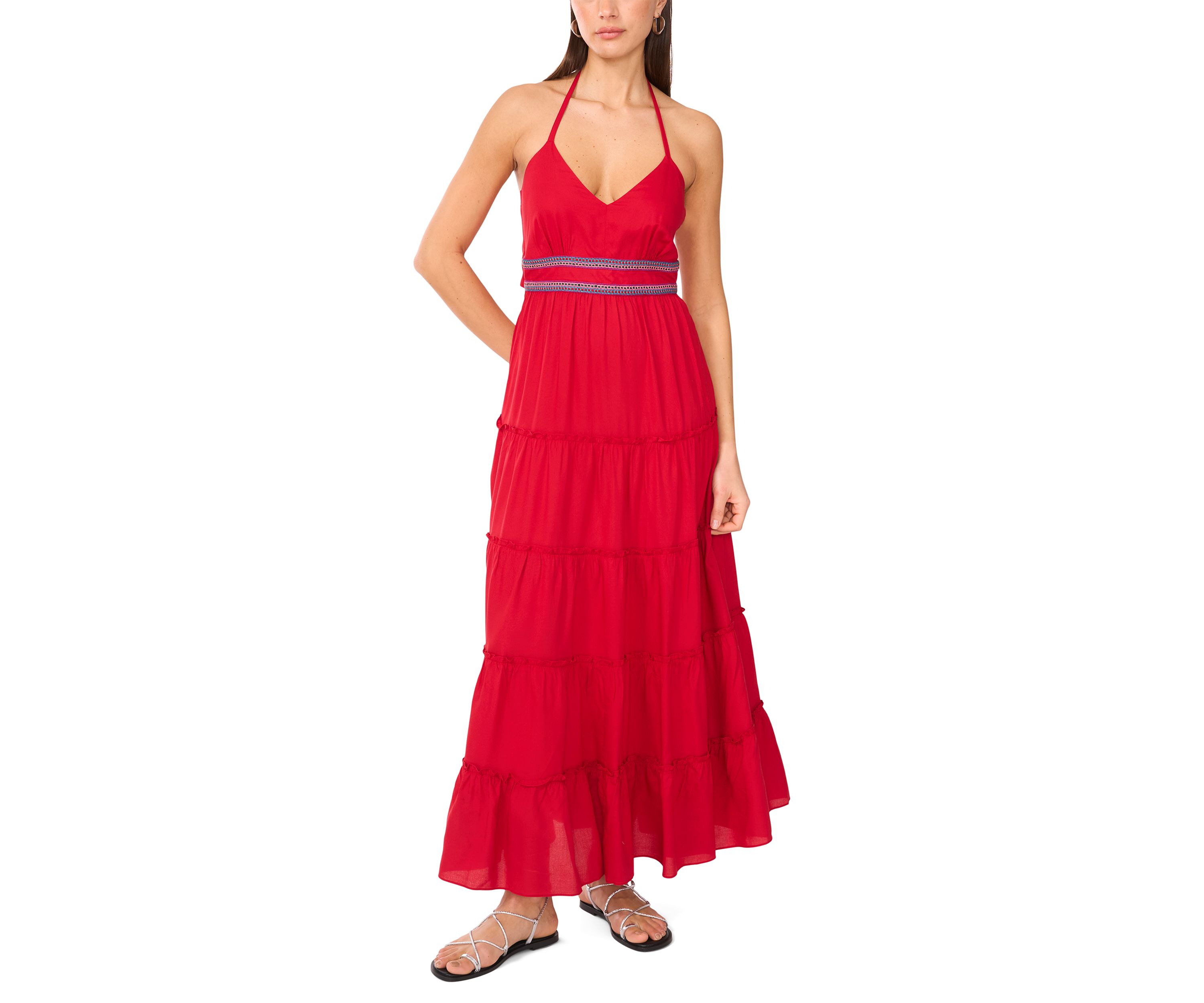 Womens Cami Smock Waist Tiered Maxi Dress
