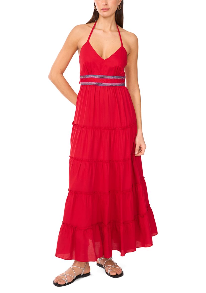 Womens Cami Smock Waist Tiered Maxi Dress