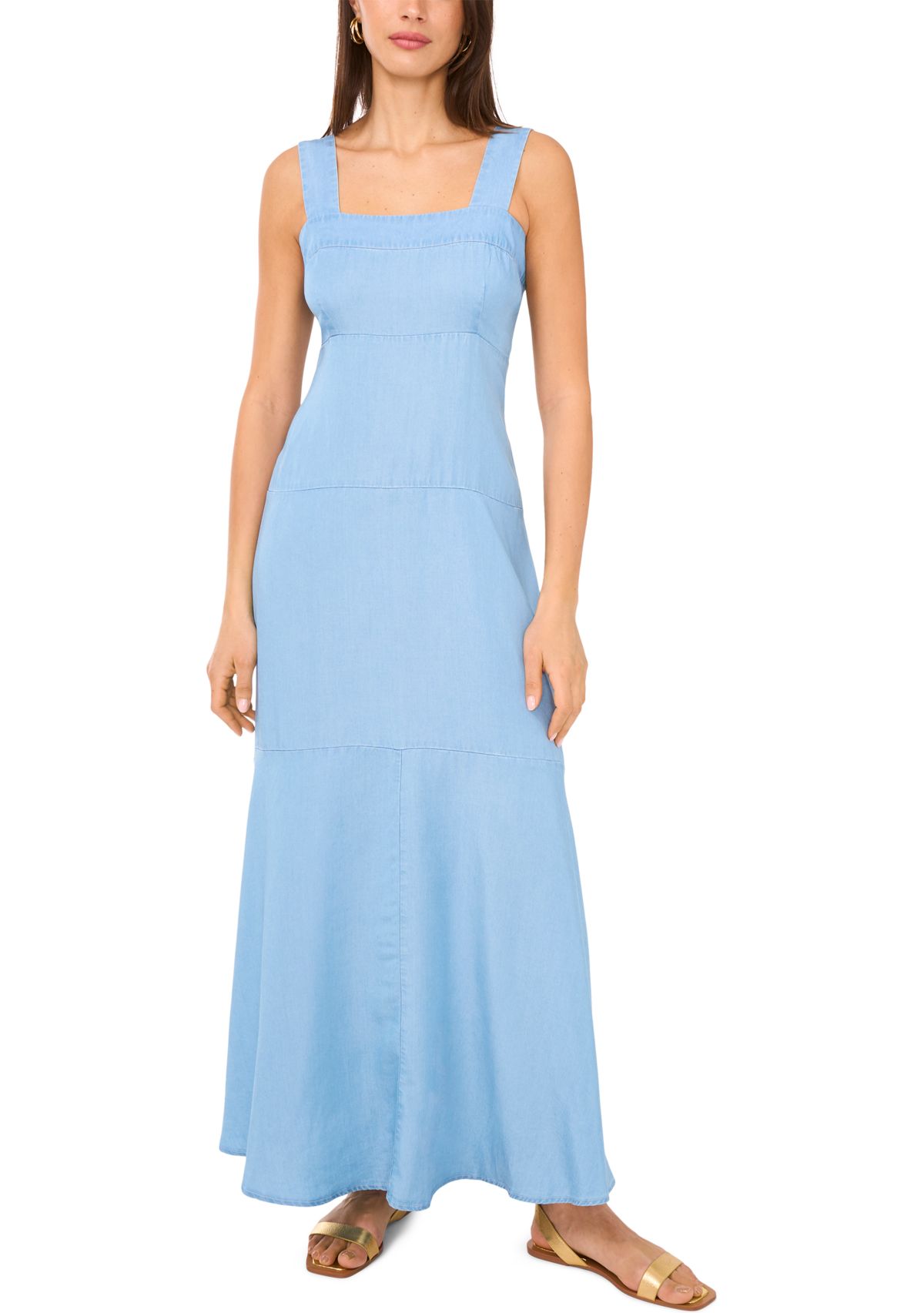 Womens Square Neck Smocked Back Dress