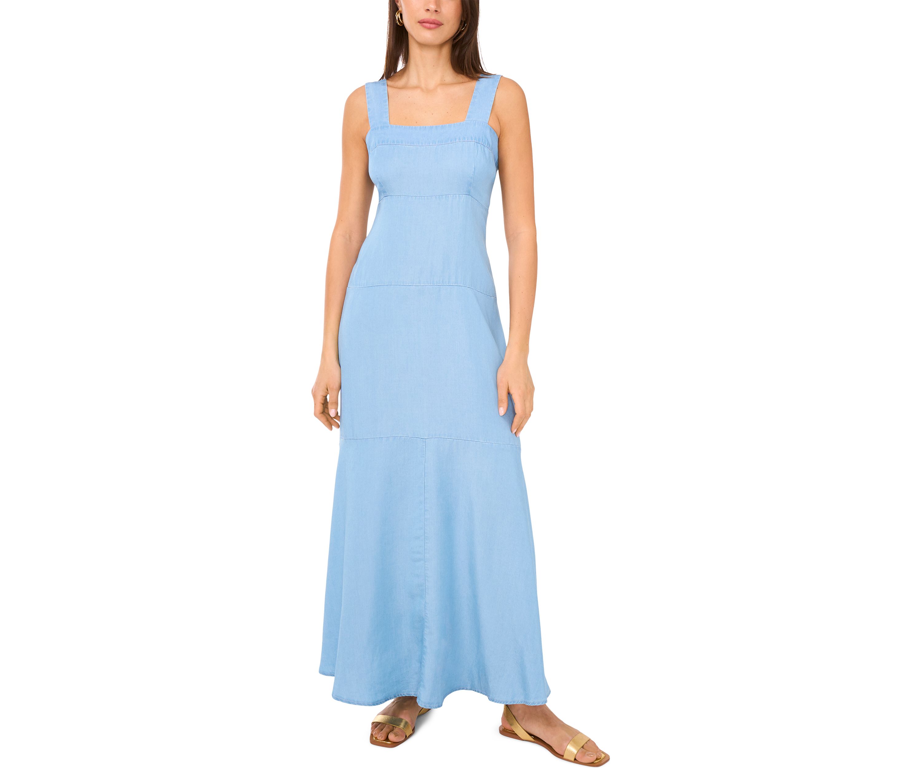 Womens Square Neck Smocked Back Dress