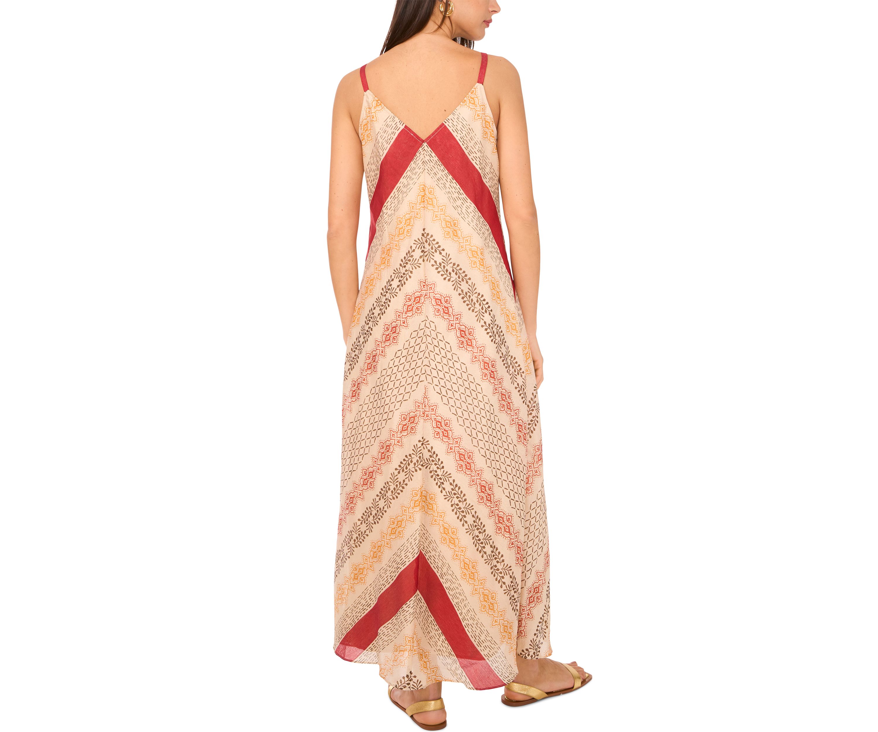 Womens Multi Stripe V-Neck Tank Challis Dress