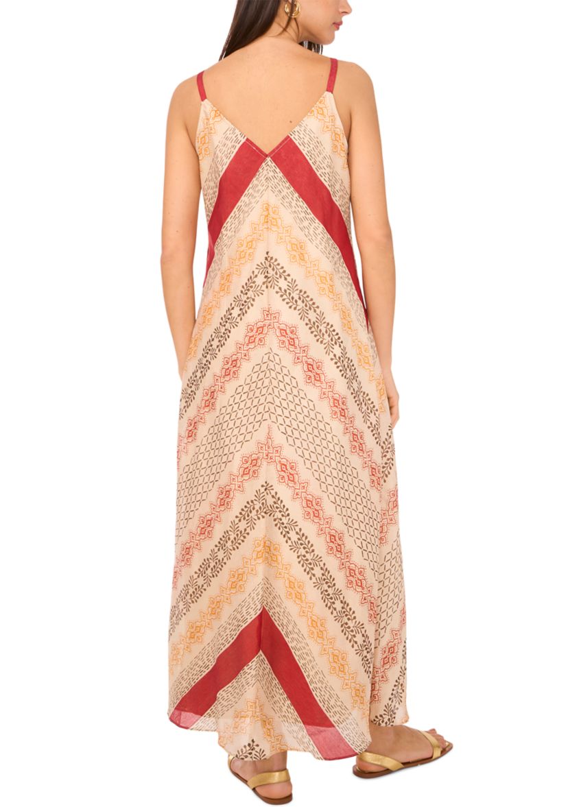 Womens Multi Stripe V-Neck Tank Challis Dress