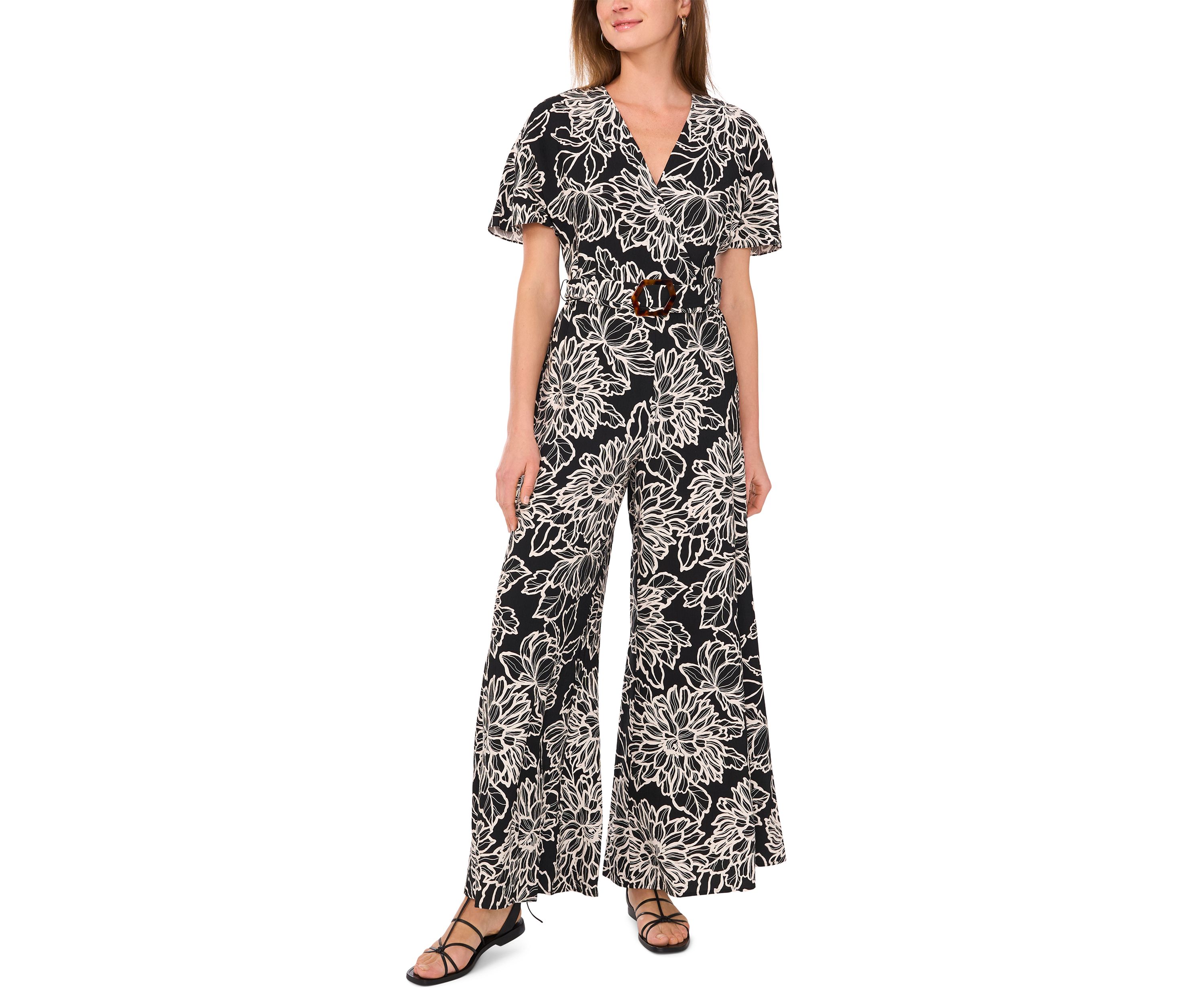 Womens Plunge V-Neck Maxi Jumpsuit
