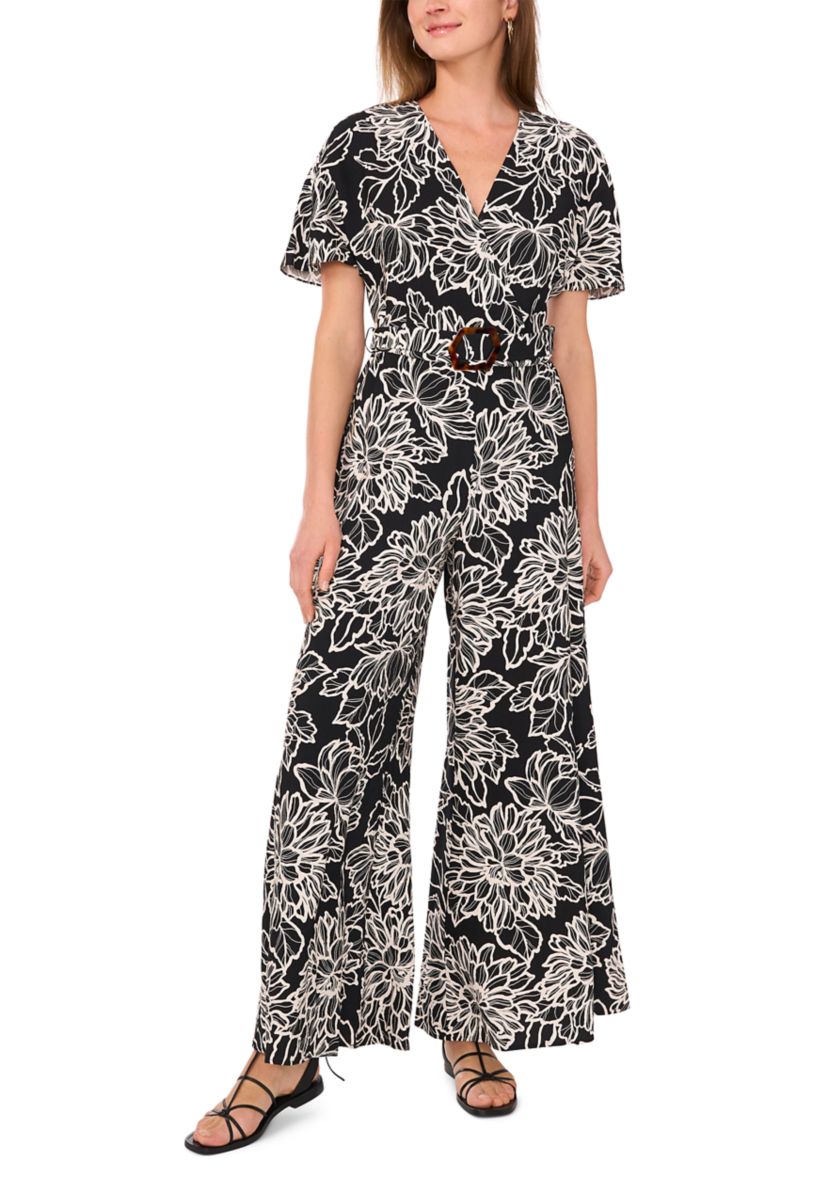 Womens Plunge V-Neck Maxi Jumpsuit