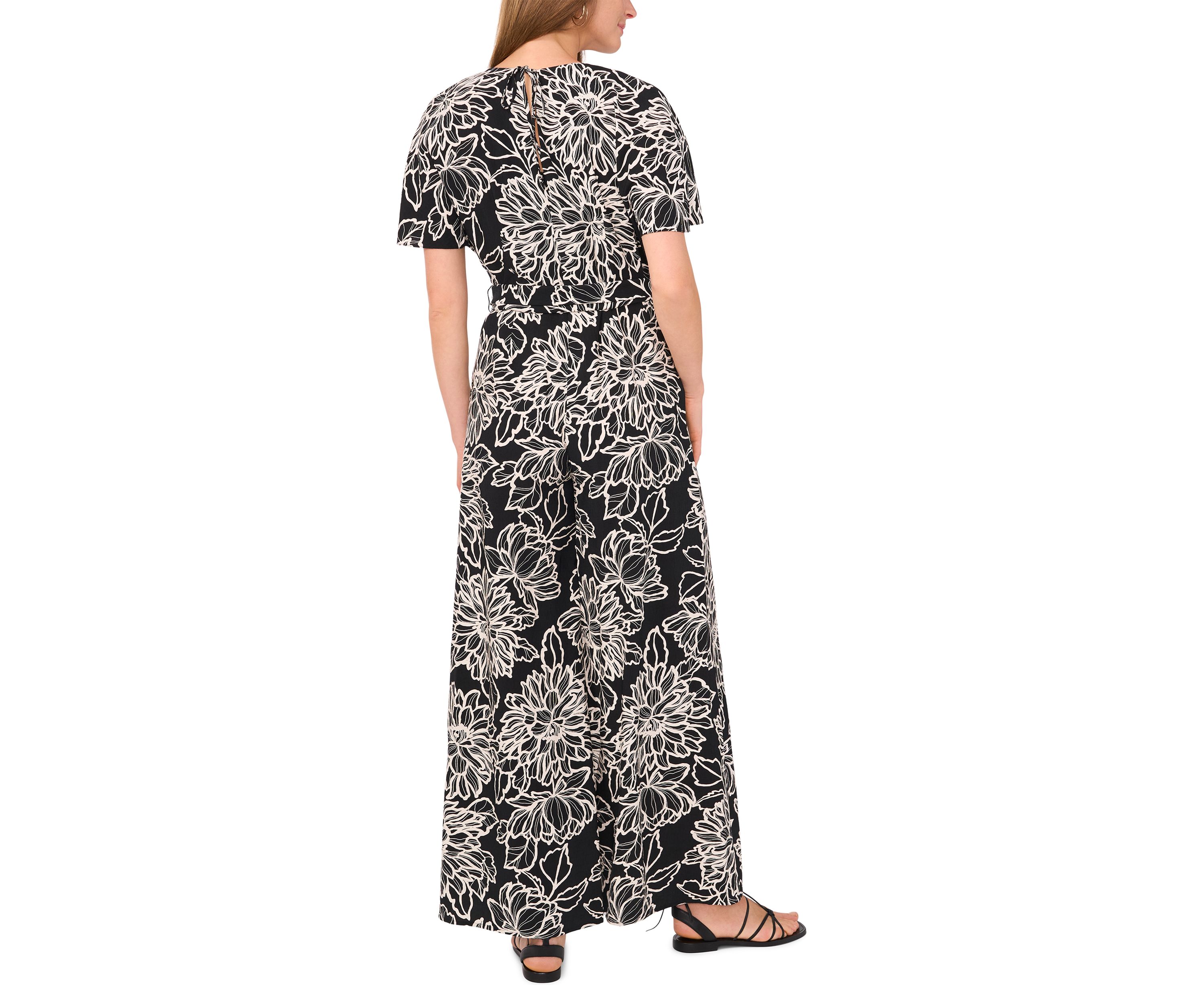 Womens Plunge V-Neck Maxi Jumpsuit
