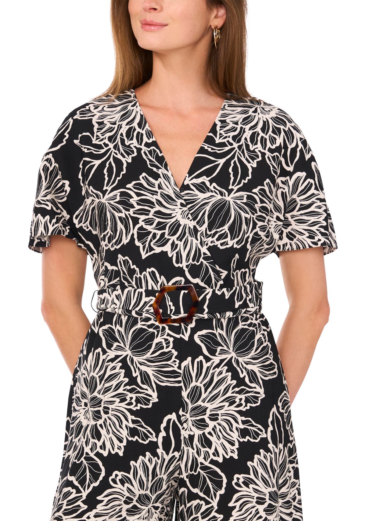 Womens Plunge V-Neck Maxi Jumpsuit