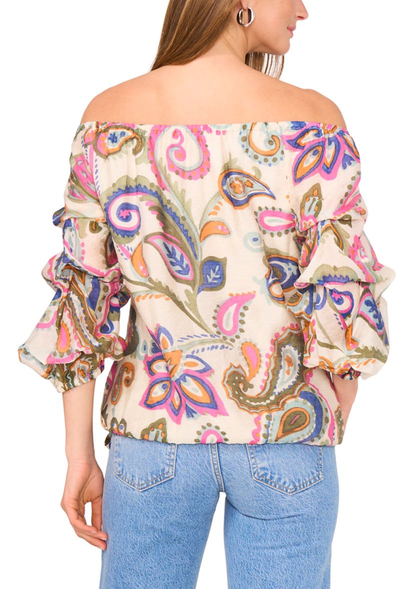 Womens Off the Shoulder Paisley Cha Cha Blouse