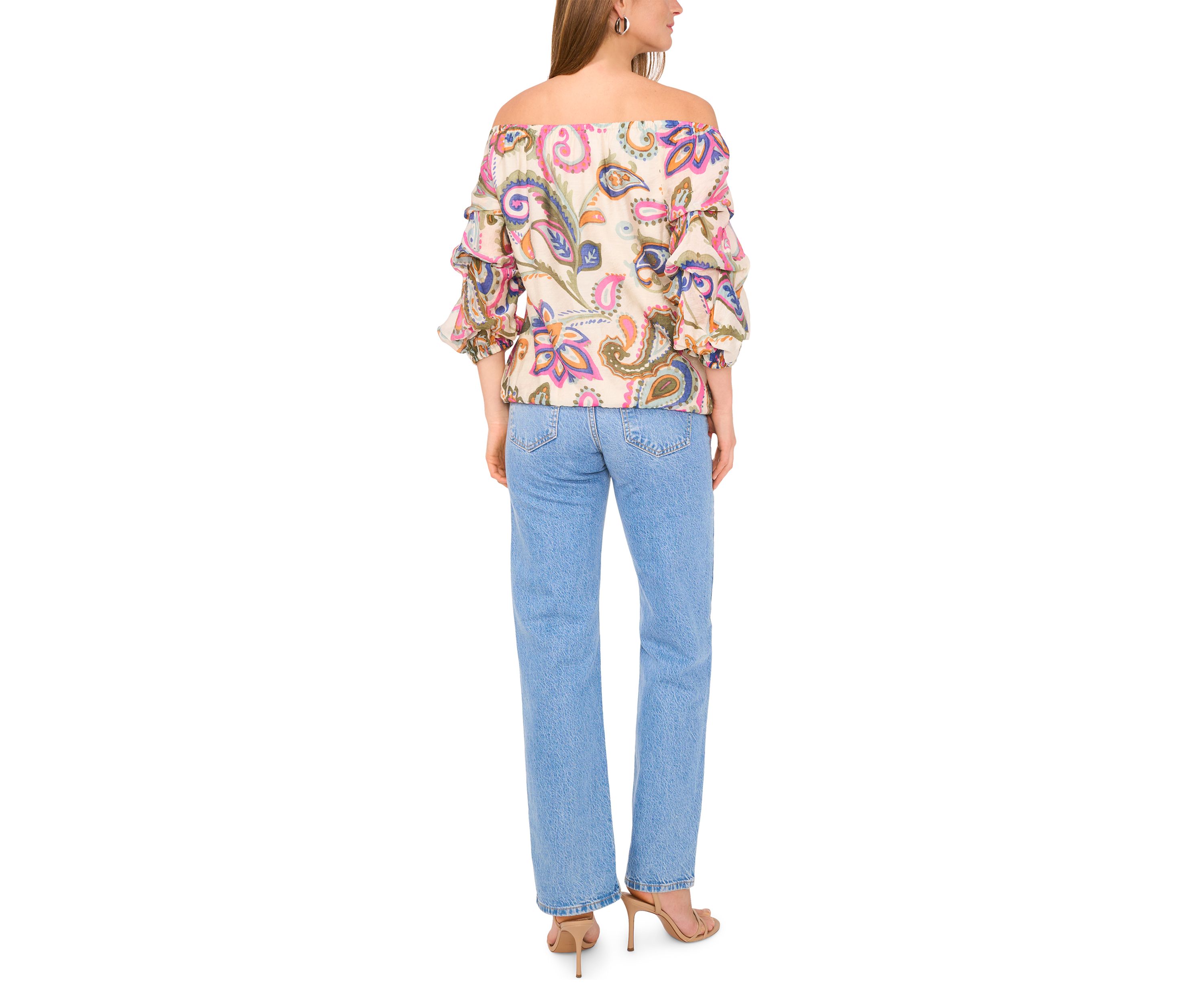 Womens Off the Shoulder Paisley Cha Cha Blouse