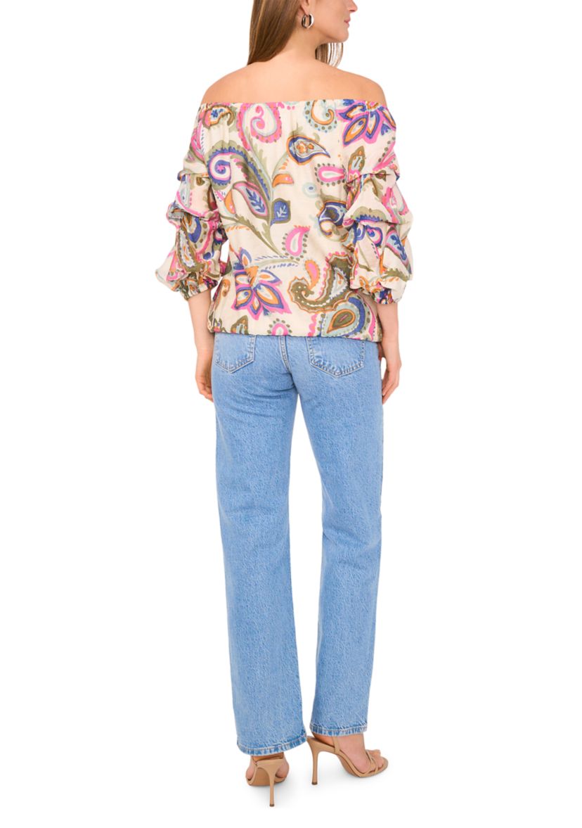 Womens Off the Shoulder Paisley Cha Cha Blouse