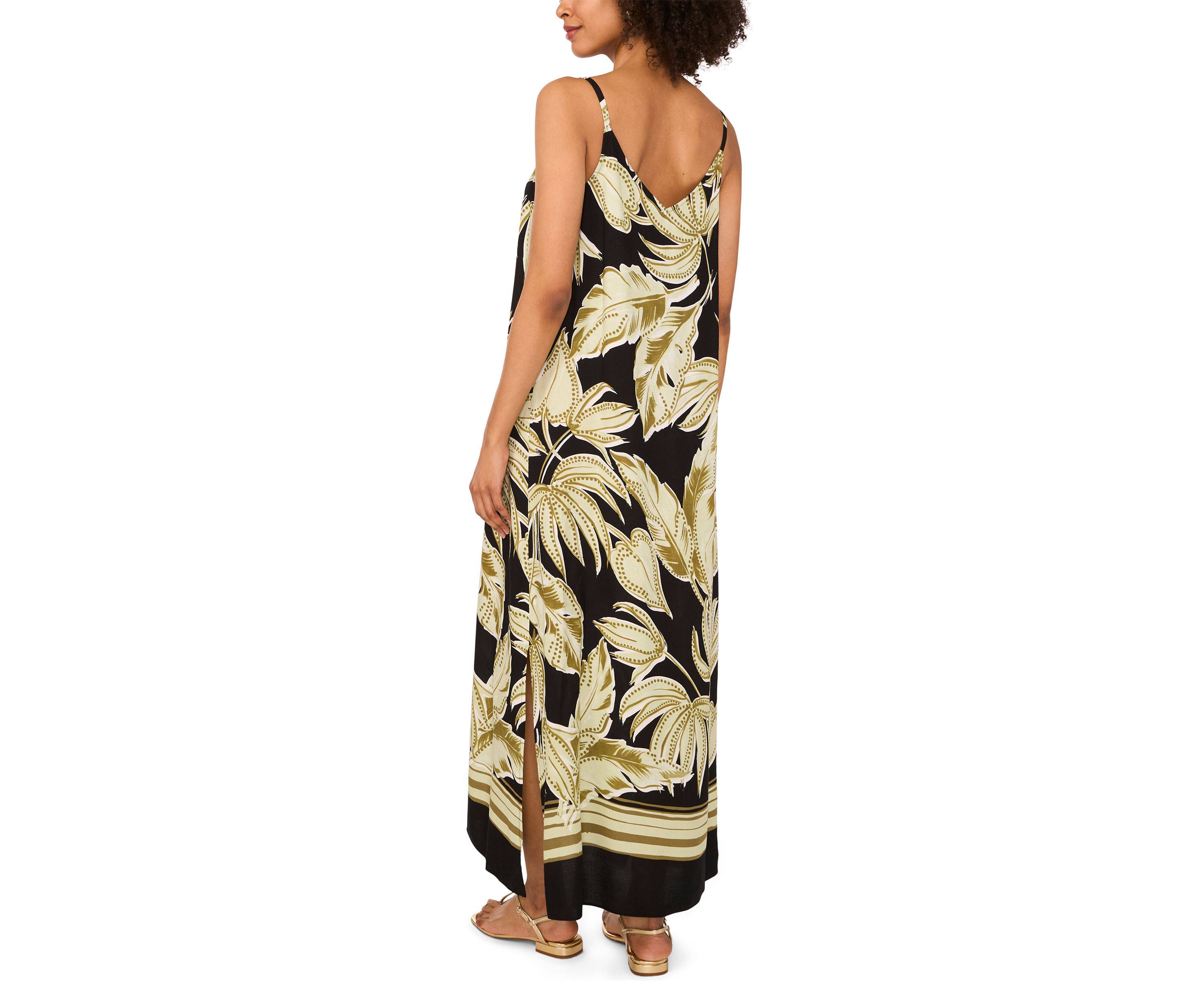 Womens Leaf Border Tank Maxi Dress