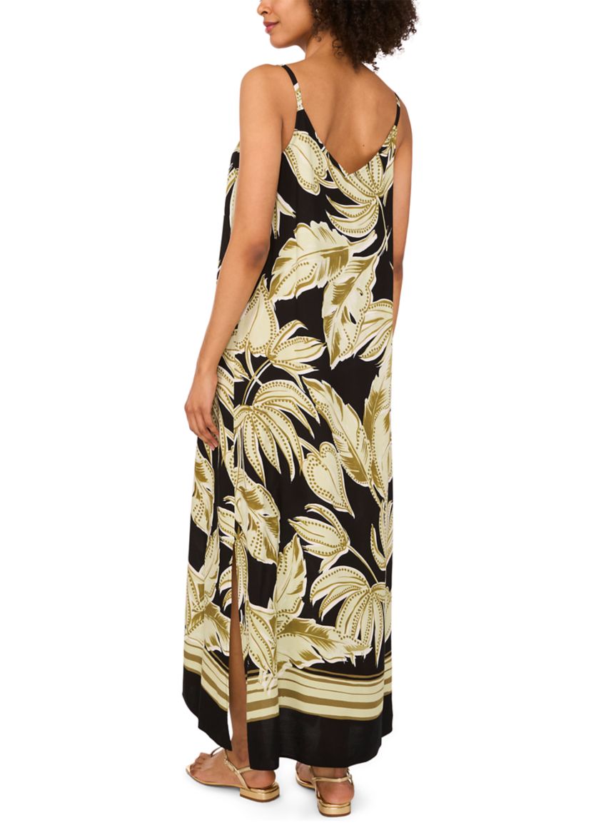 Womens Leaf Border Tank Maxi Dress