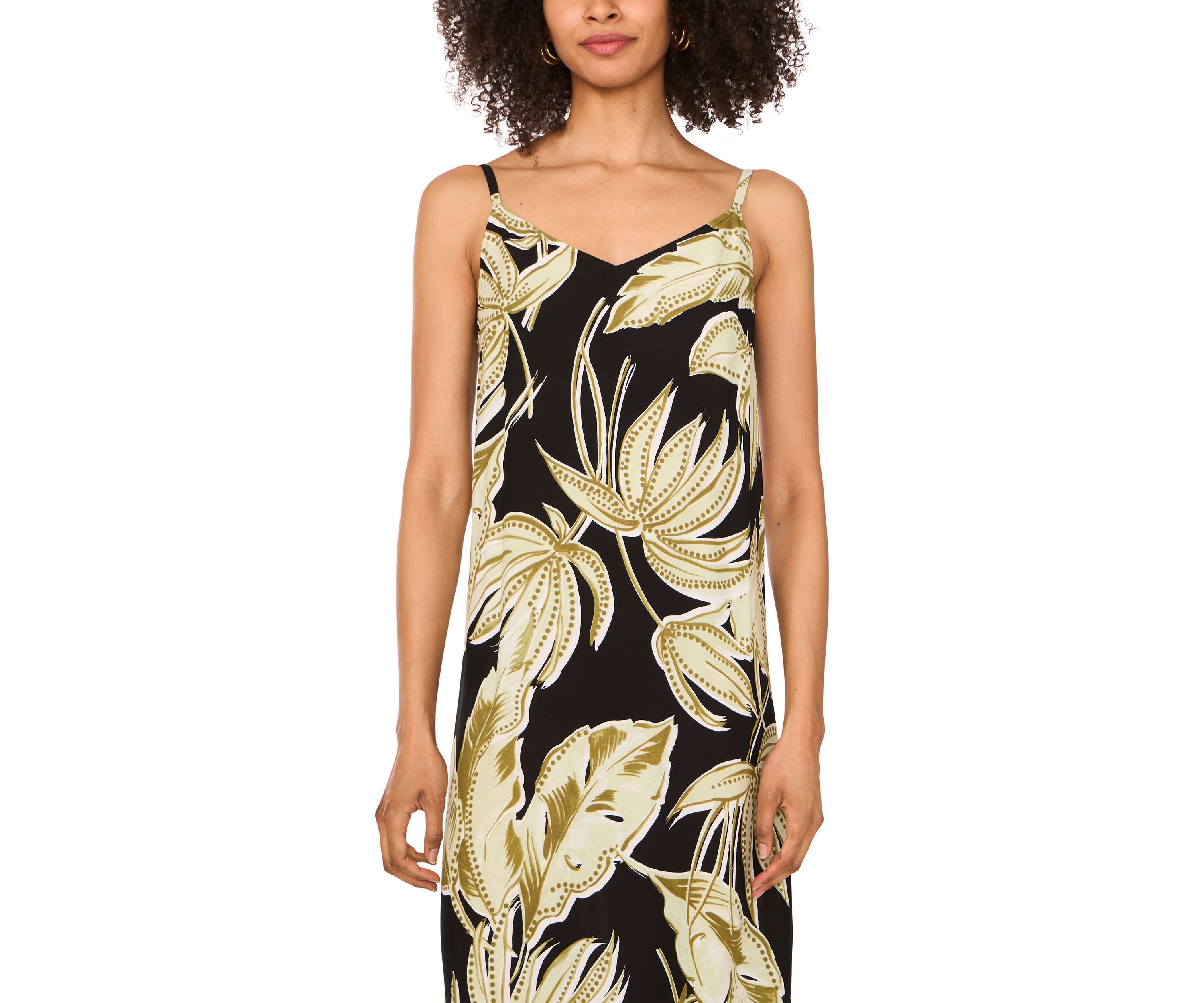 Womens Leaf Border Tank Maxi Dress