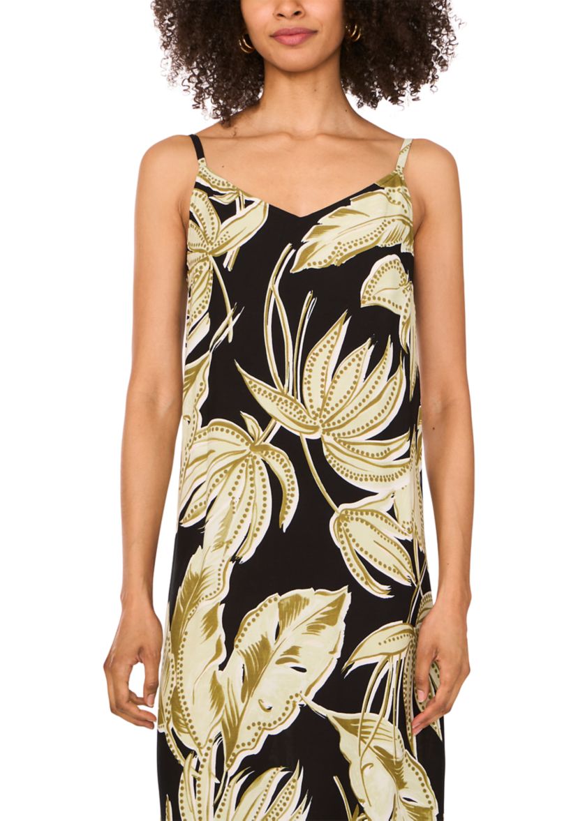 Womens Leaf Border Tank Maxi Dress