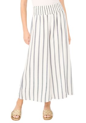 Vince Camuto Women's Wide Leg Striped Pants, Navy Blue, XL