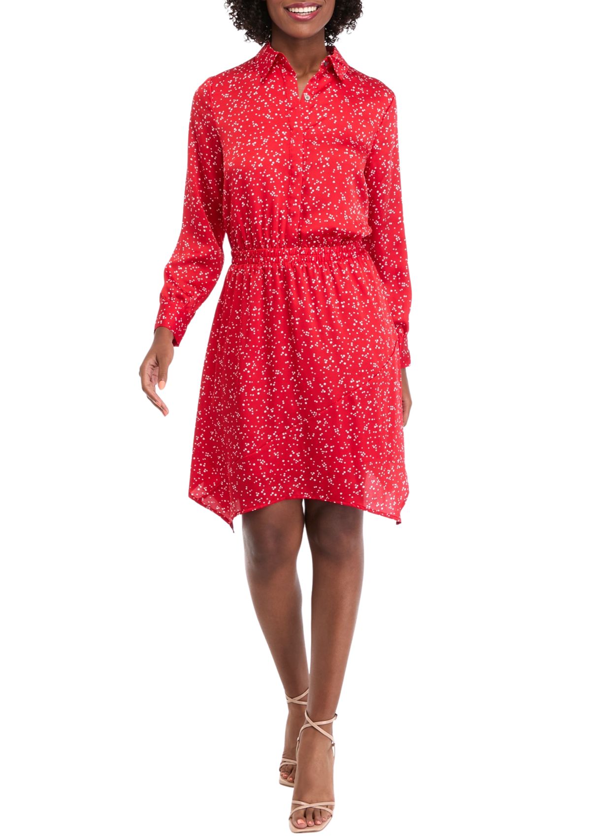 Womens Long Sleeve Printed Shirtdress
