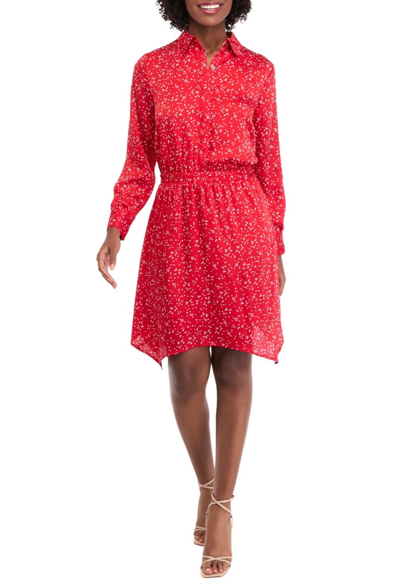 Womens Long Sleeve Printed Shirtdress