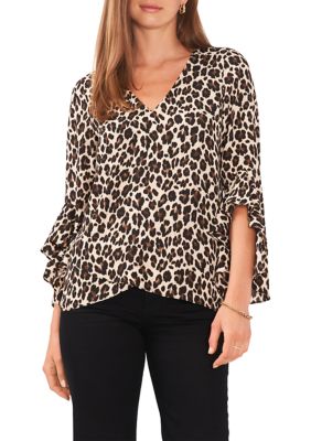 Women's Bell Sleeve Animal Print Top