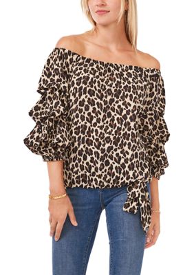 Animal print off the shoulder online top