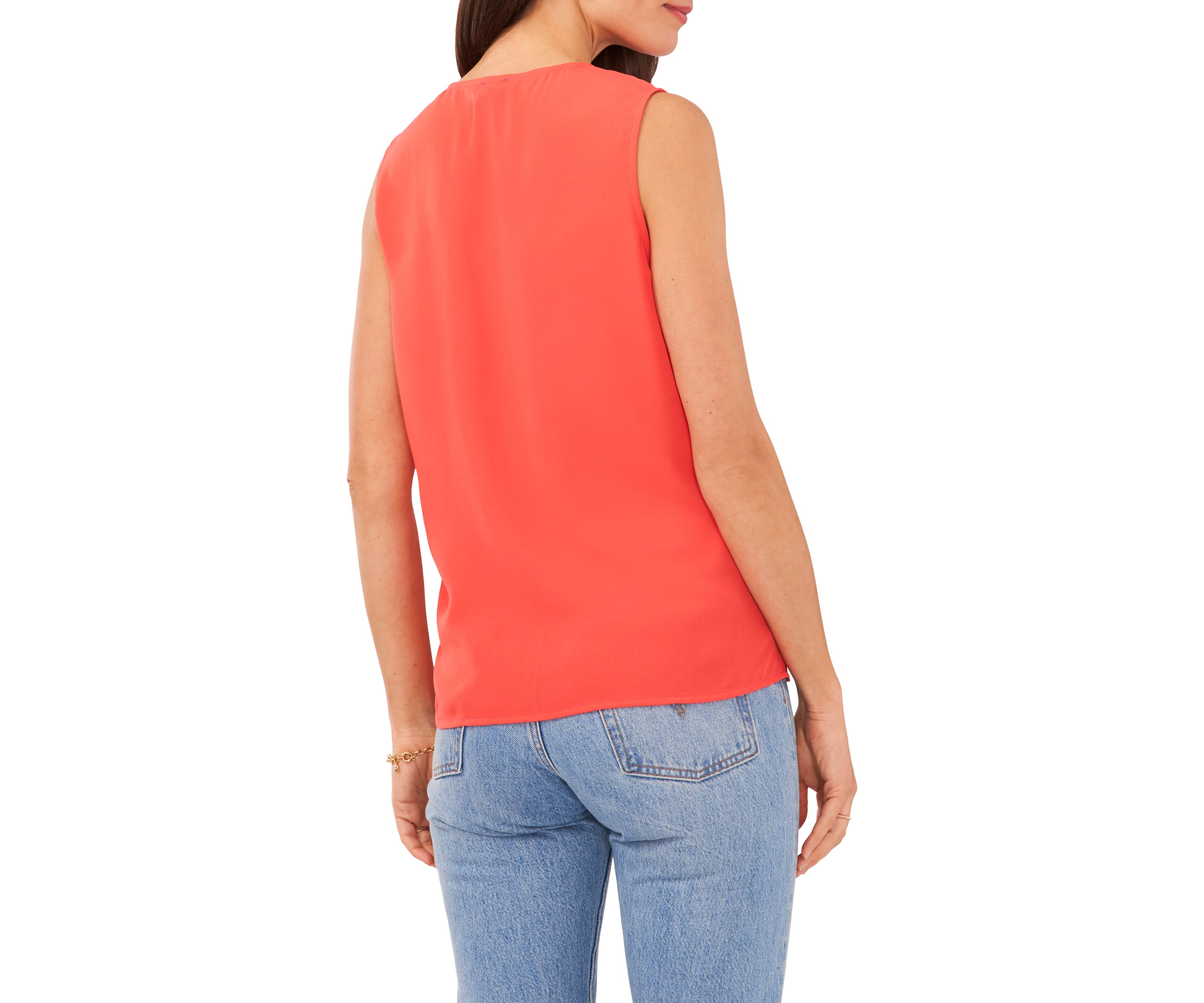 Womens Sleeveless Ruffle Front Blouse