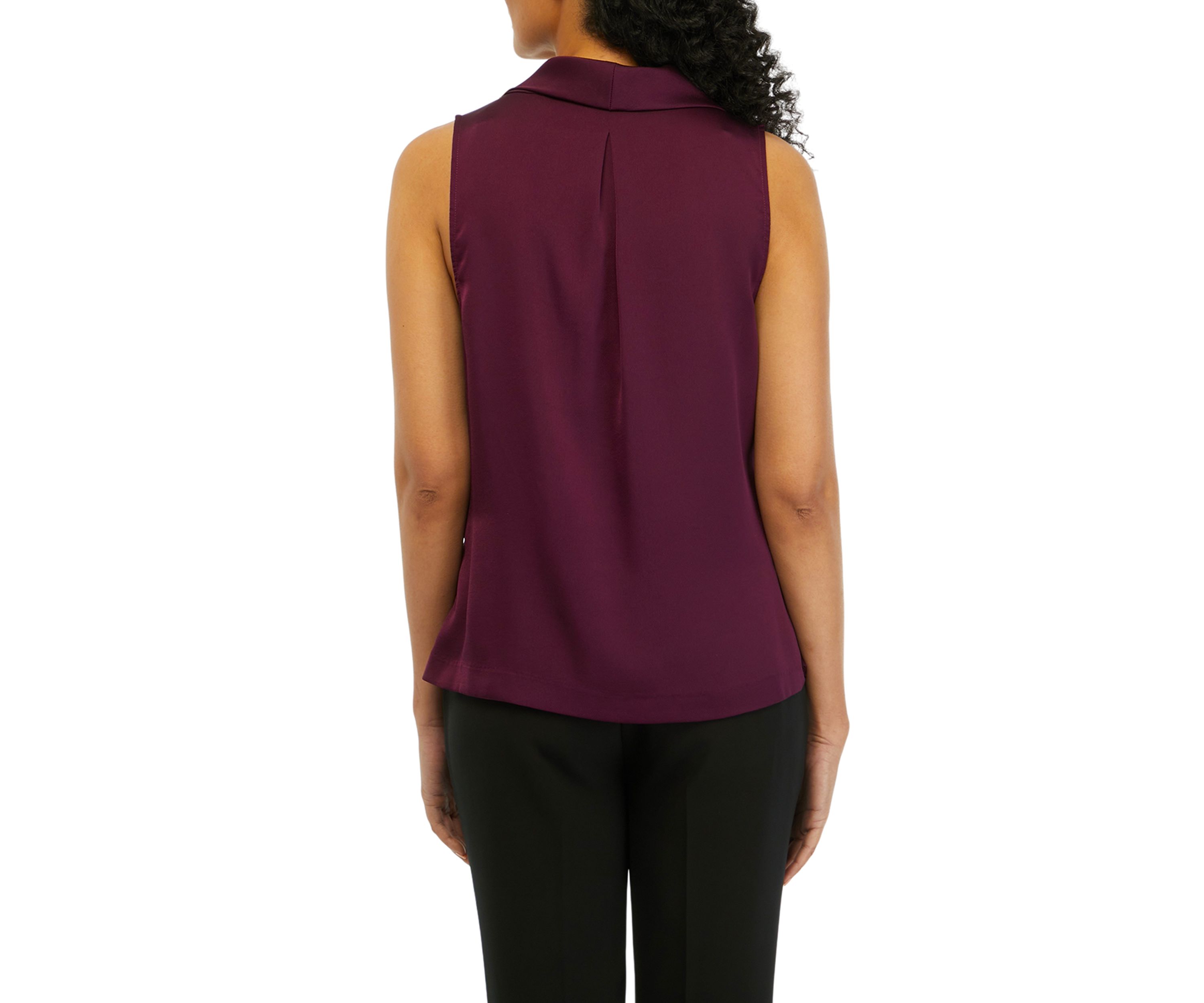 Womens Sleeveless Cowl Neck Solid Satin Blouse