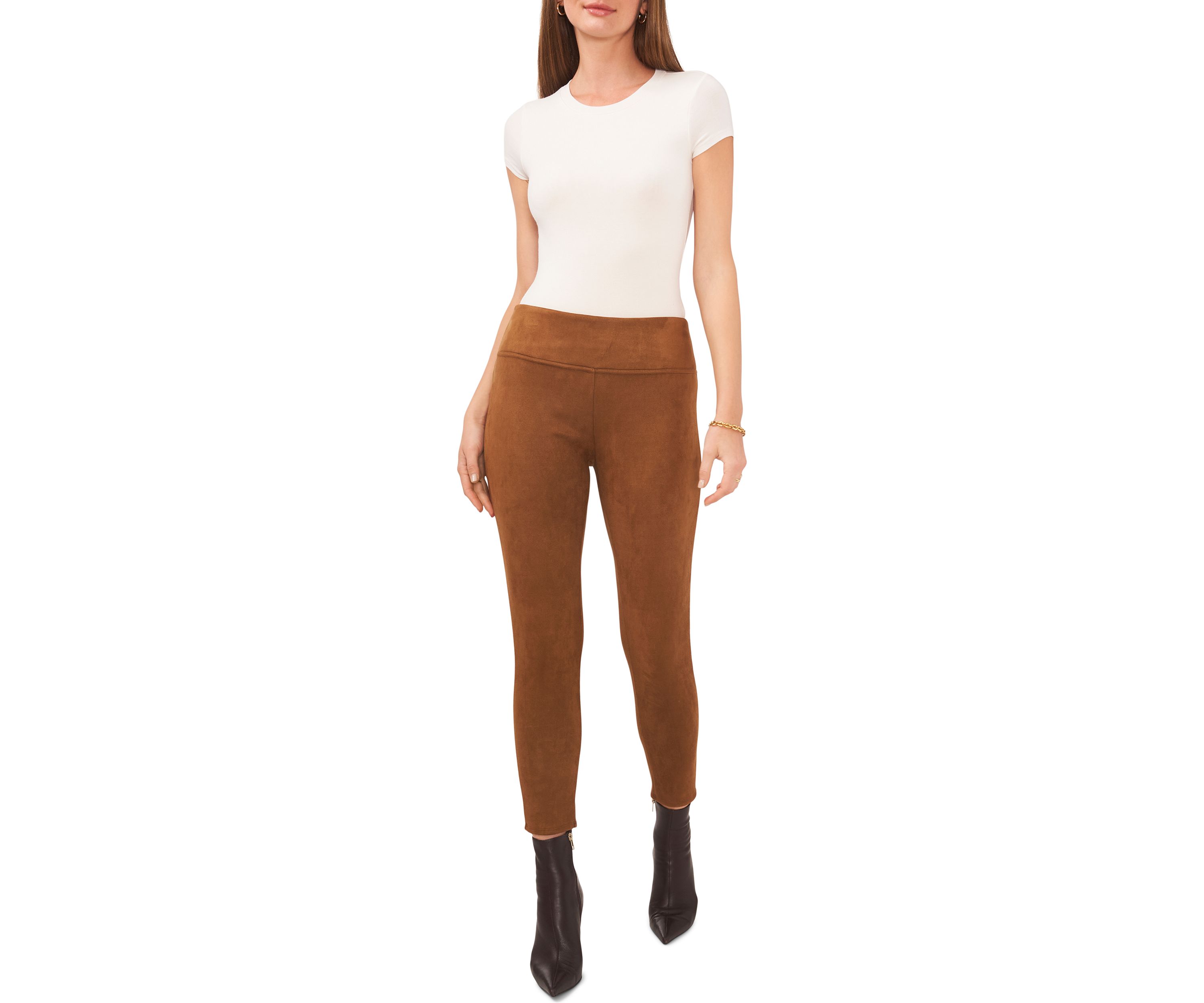 Womens Pull On Vegan Suede Pants