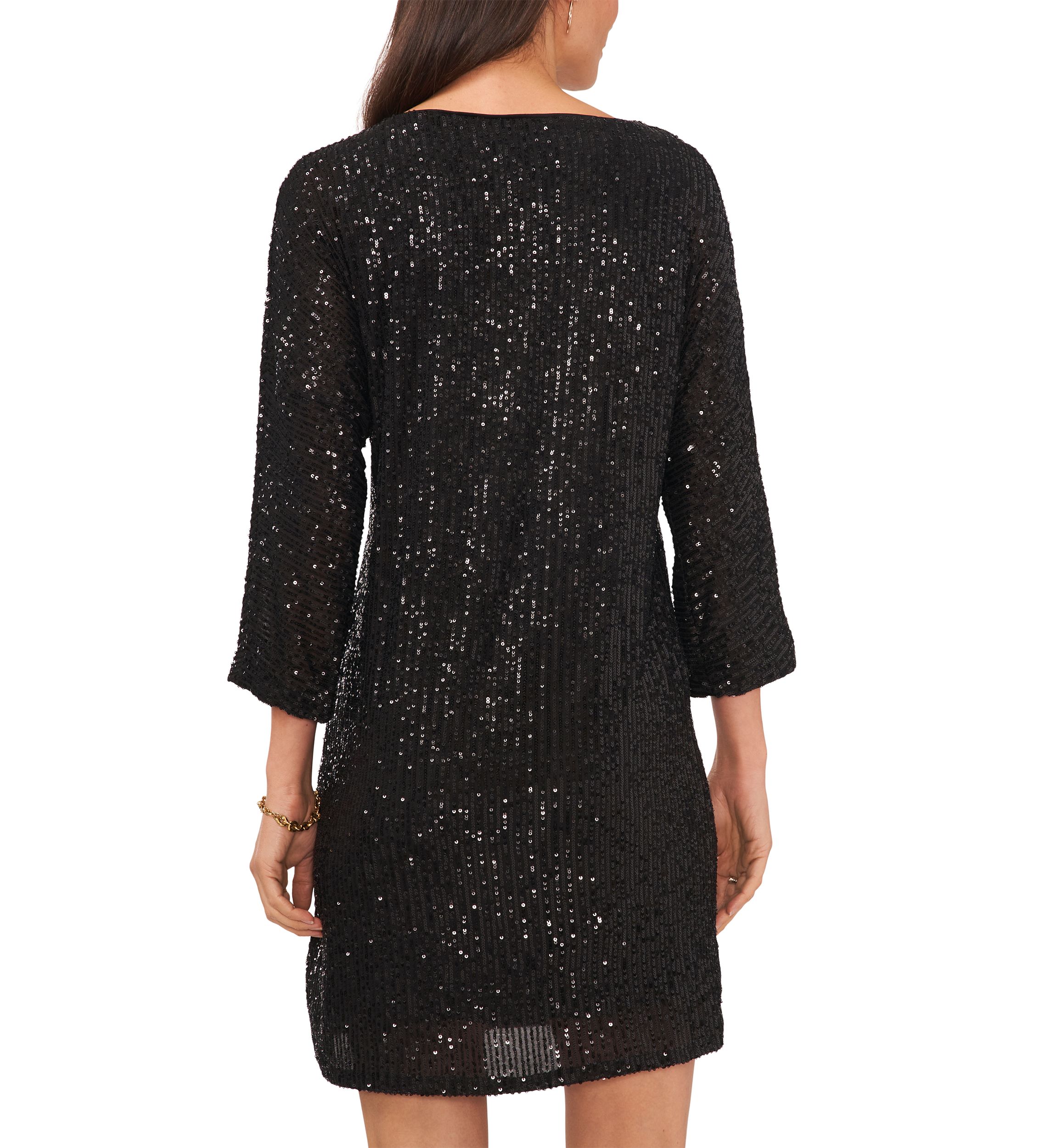 Womens 3/4 Sleeve Sequin Sheath Dress