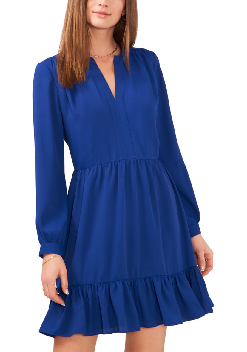 Womens Long Sleeve V-Neck Dress