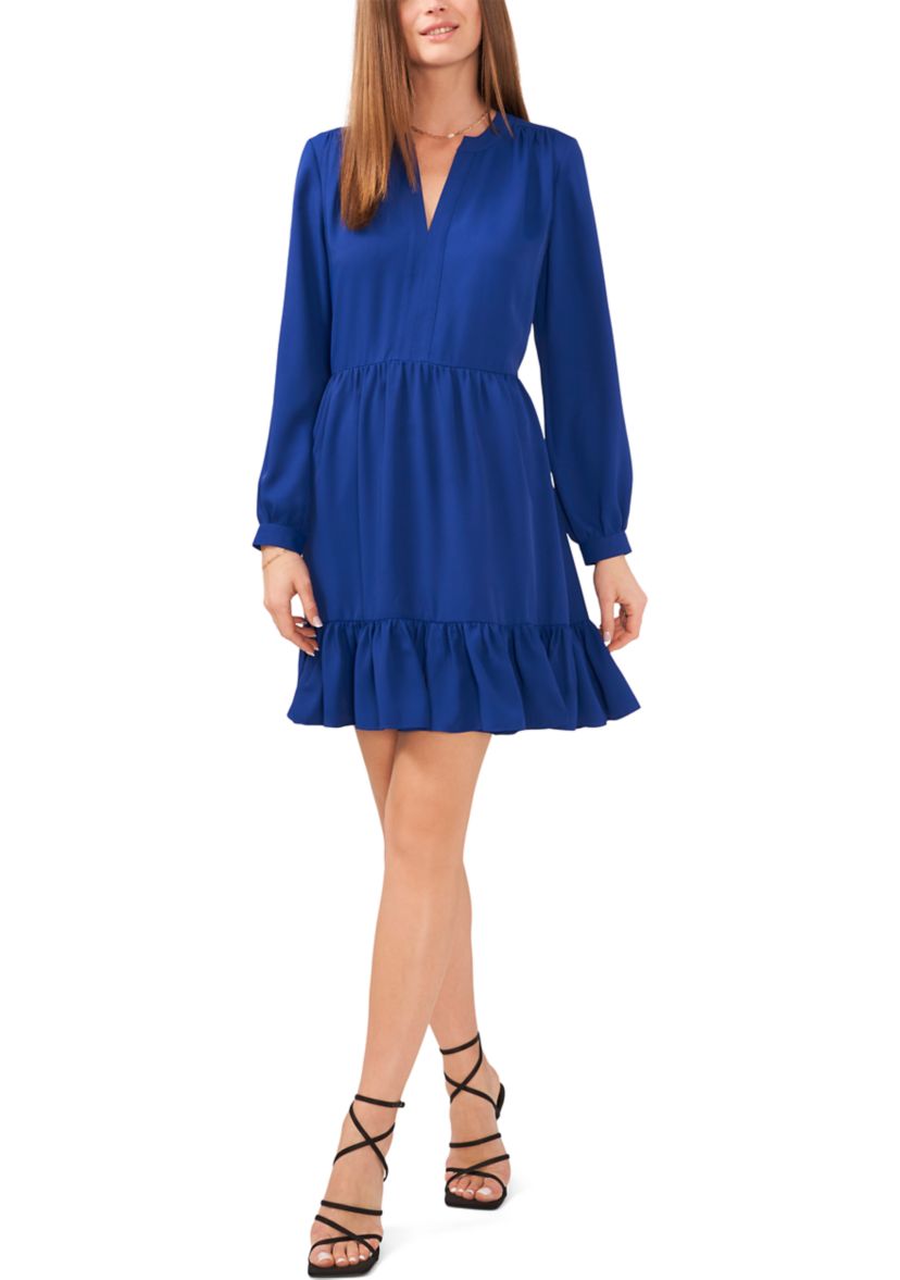 Womens Long Sleeve V-Neck Dress